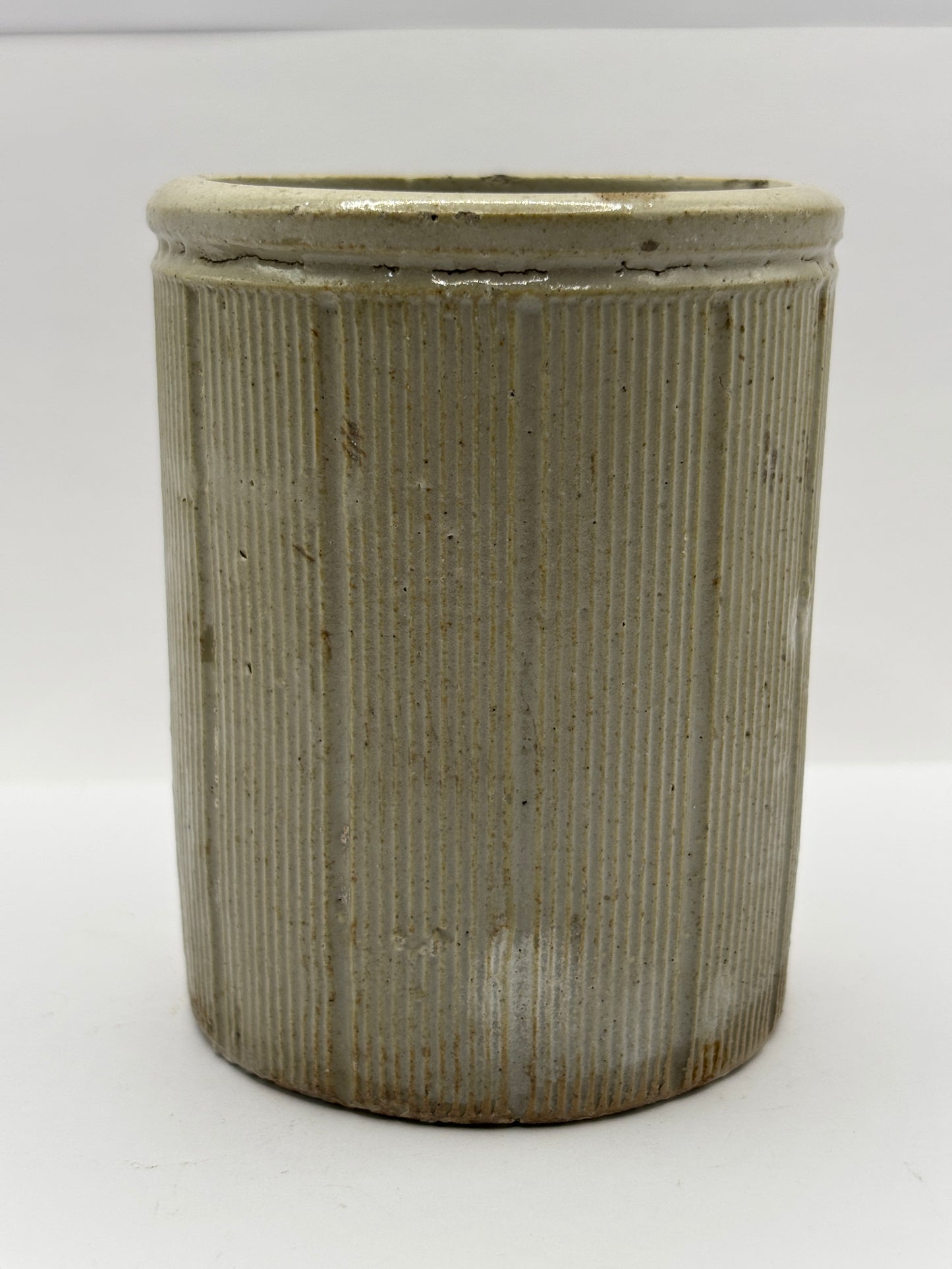 Old 1lb ribbed stoneware jam pot