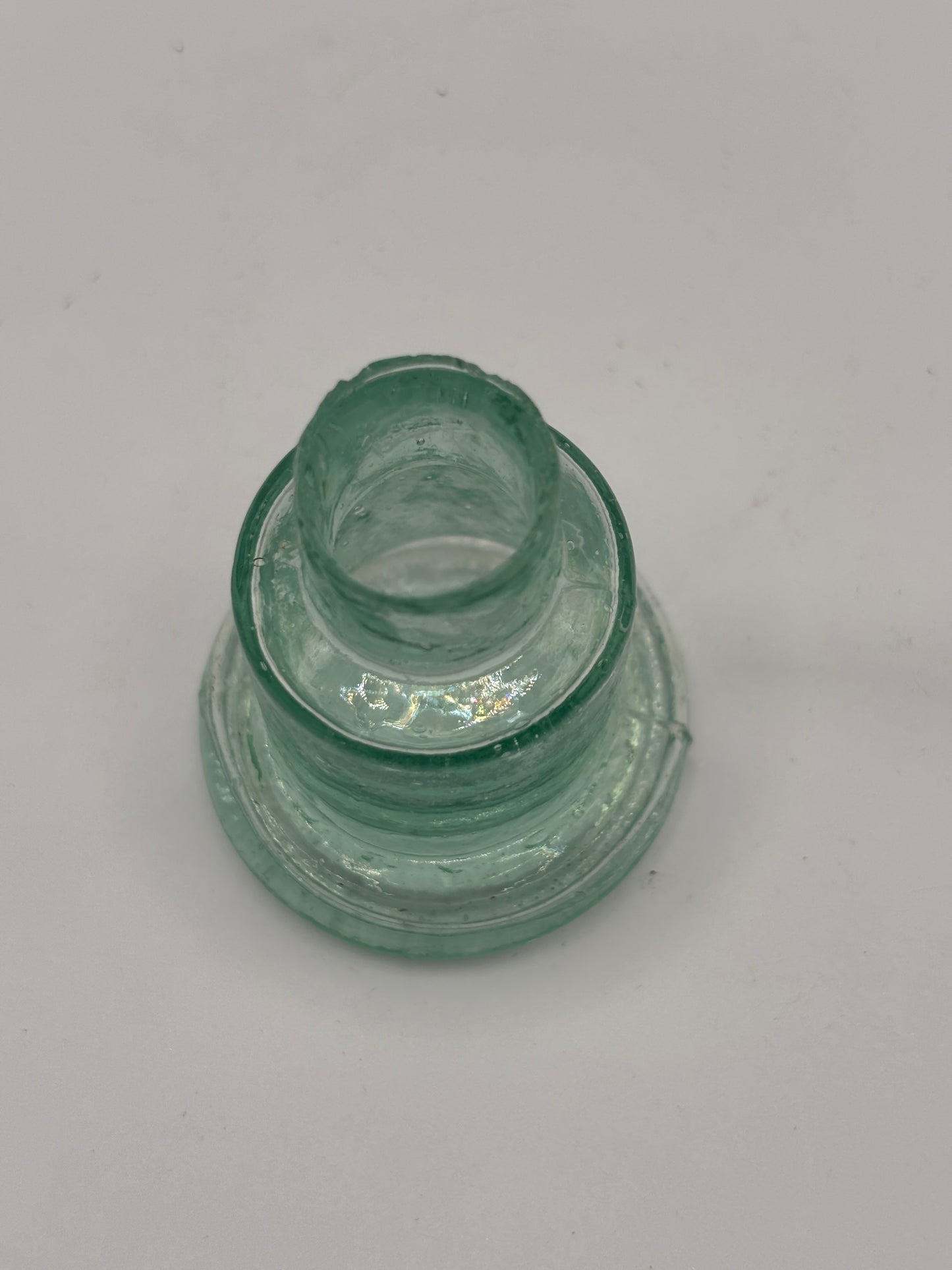 Old advertising aqua glass inkwell, Bell ink. Stephens ink London
