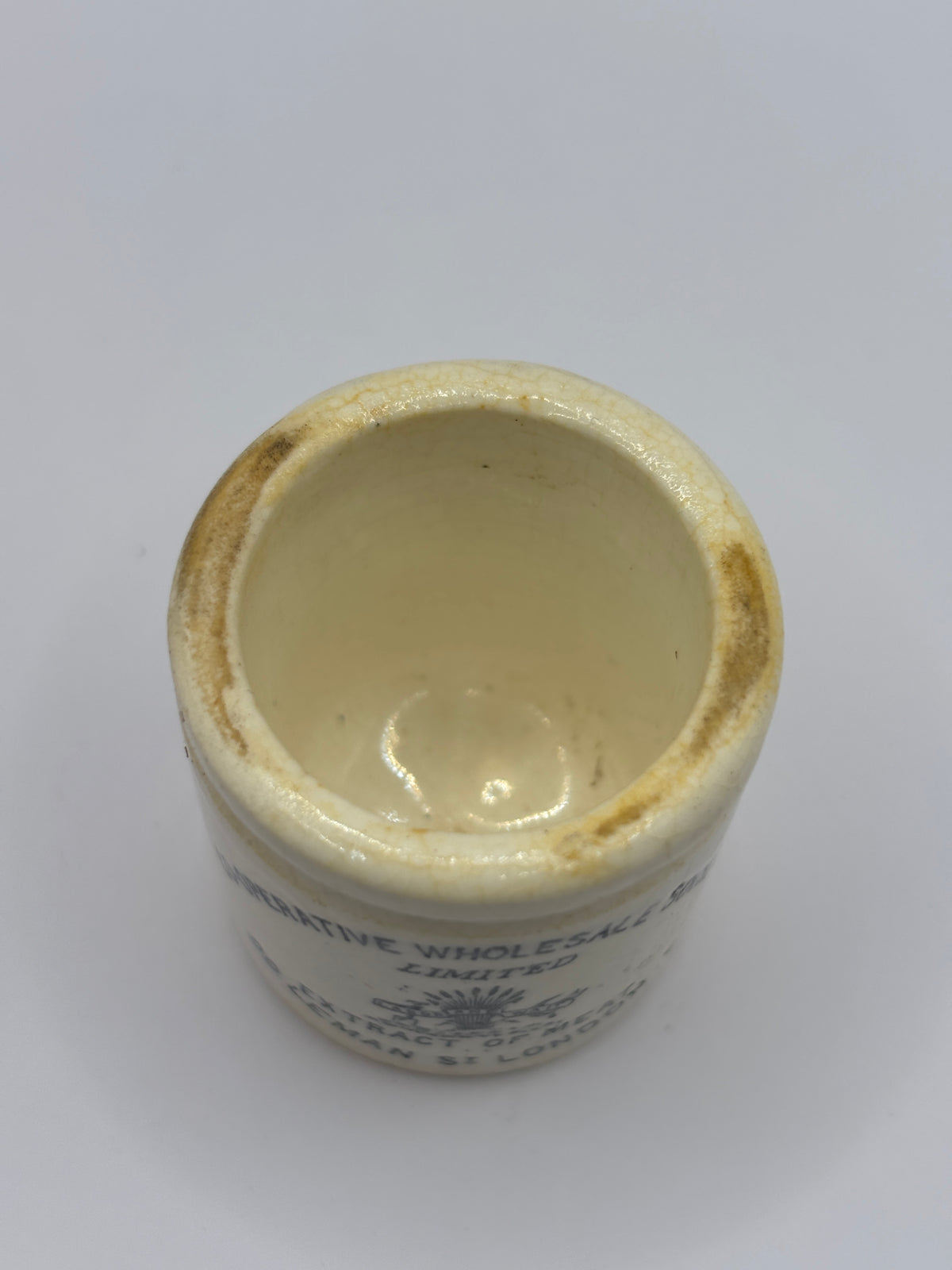 Old advertising pot, Cooperative wholesale society extract of meat