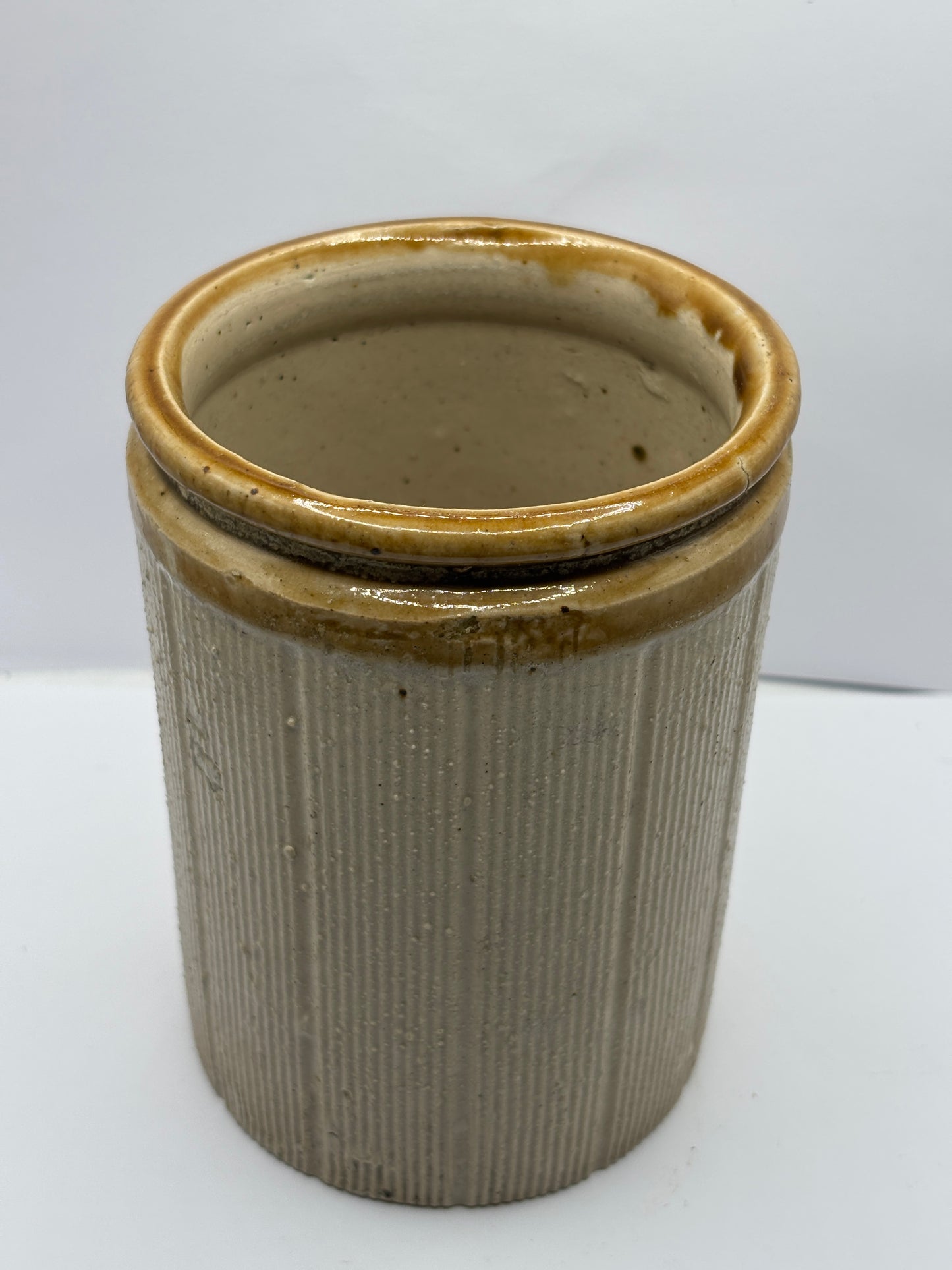 Old 2lb ribbed brown top jam & marmalade pot