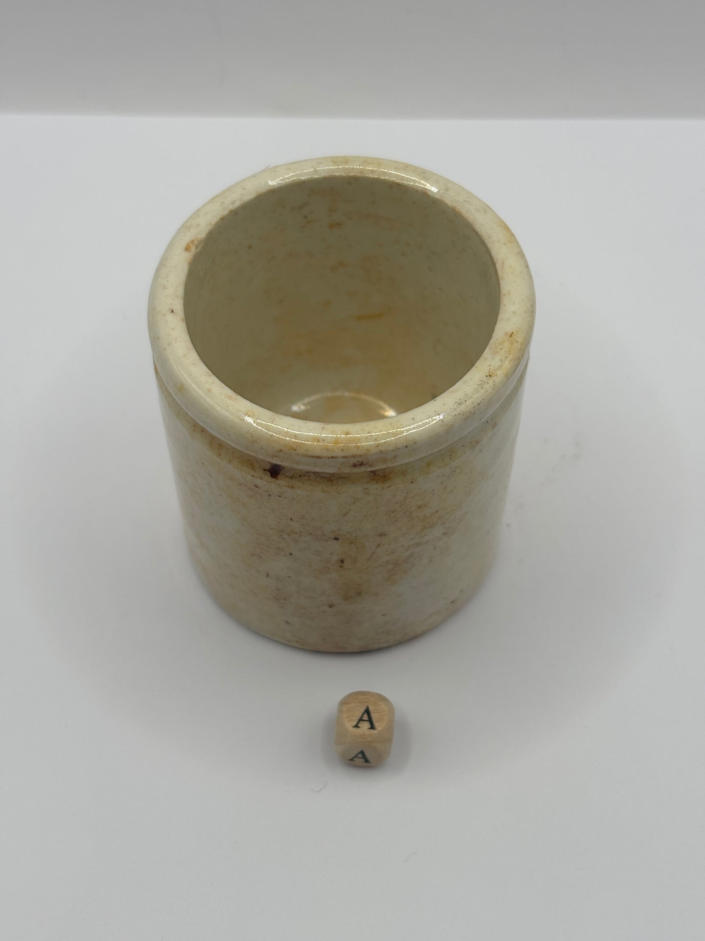 Old small chunky stoneware pot (a)