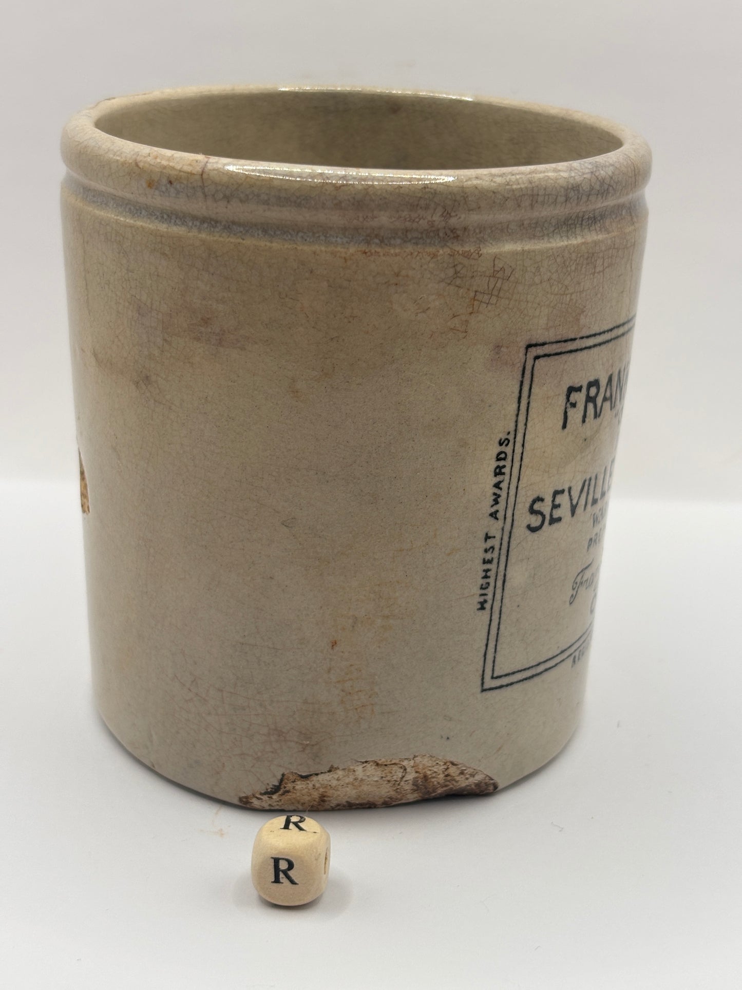 Old 1lb Frank Coopers marmalade jar (R) damaged