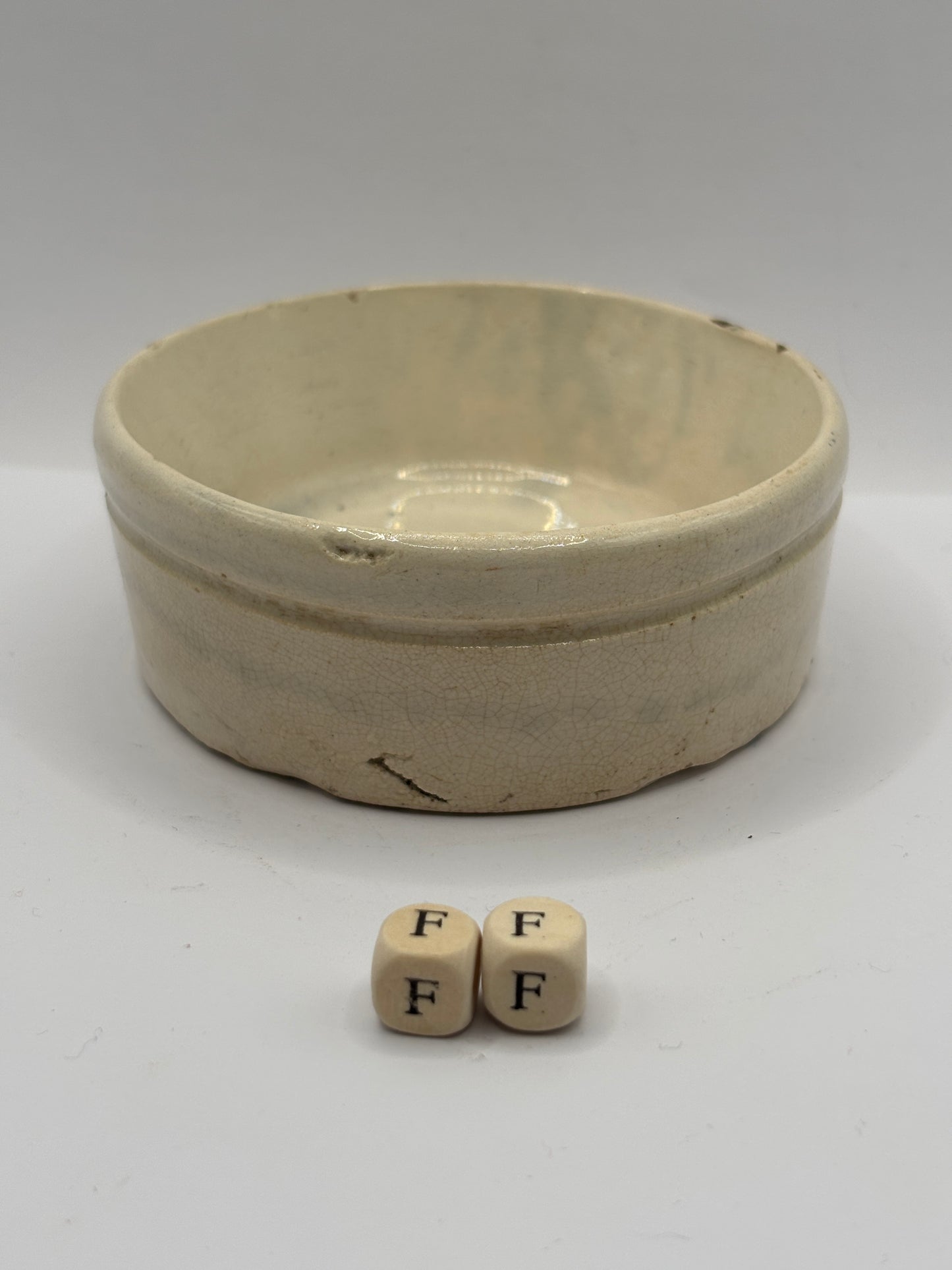 Old plain stoneware meat paste pot, potted meat (FF)
