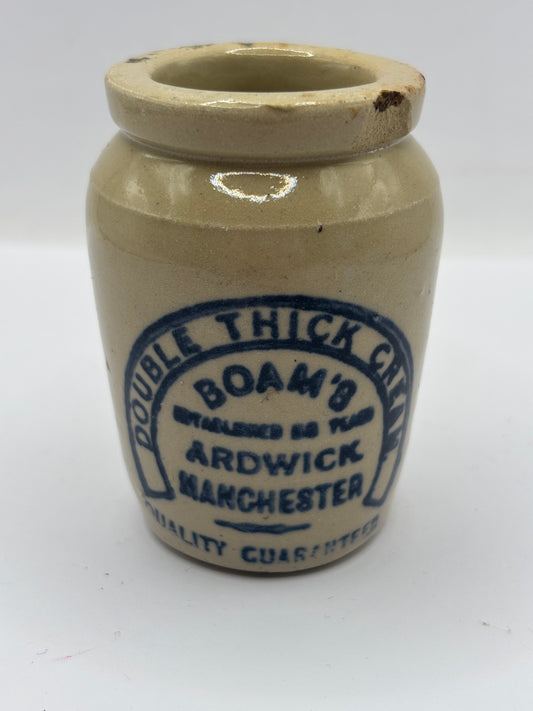 Old advertising cream pot, Boams double thick cream Manchester