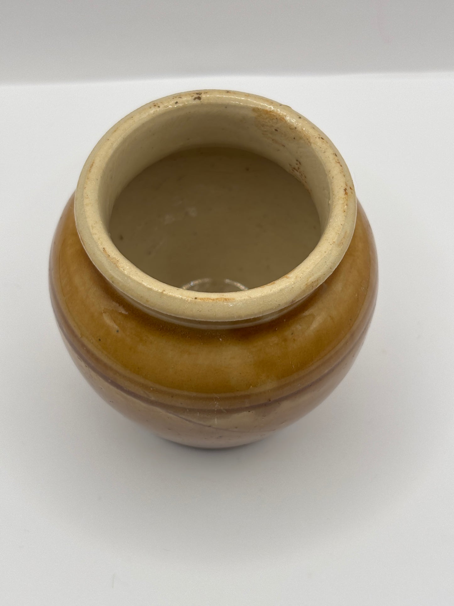 Old small stoneware honey pot 8cms