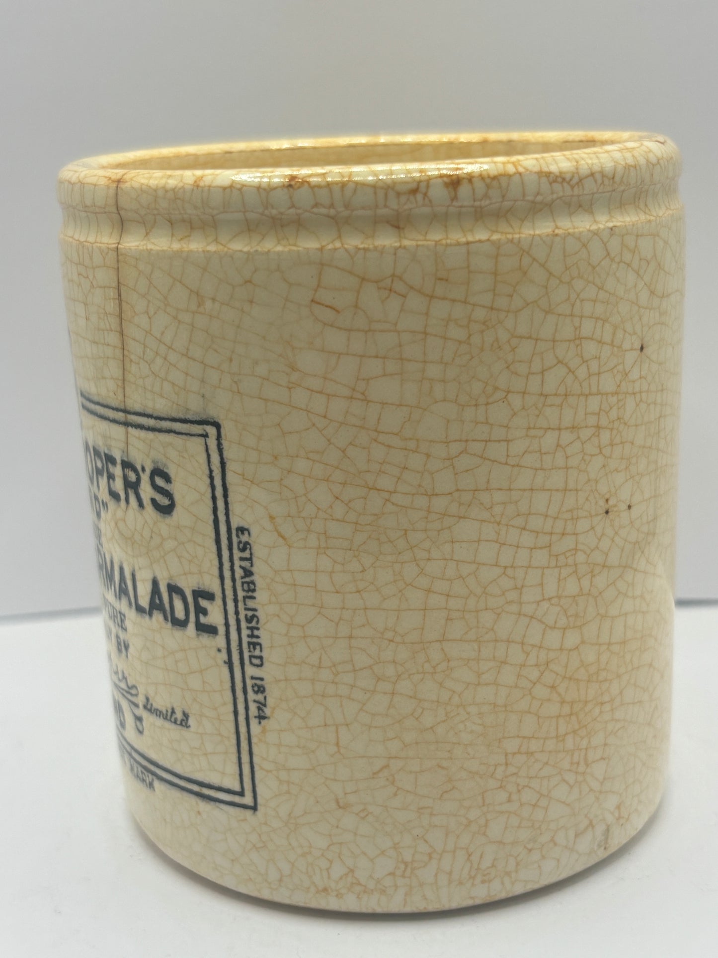 1lb Frank coopers marmalade jar, stained & crazed