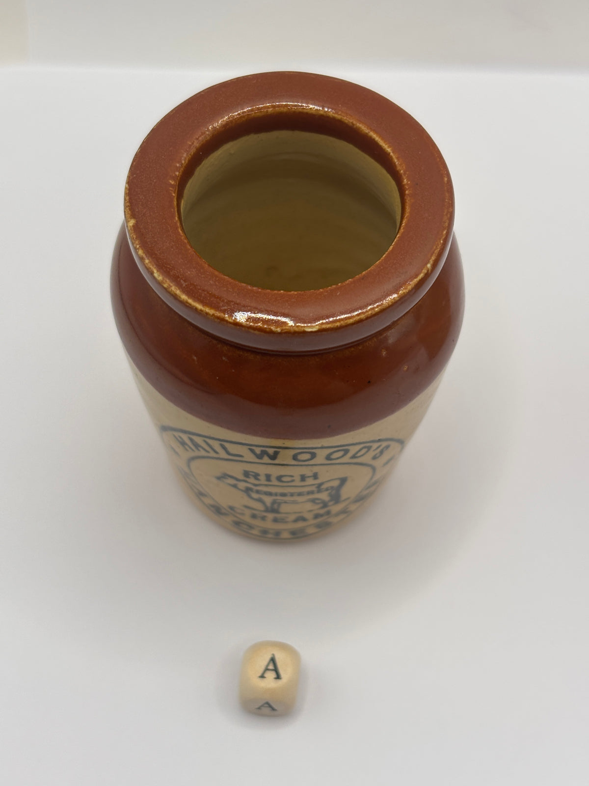 Old advertising cream pot, Hailwoods Manchester (a)