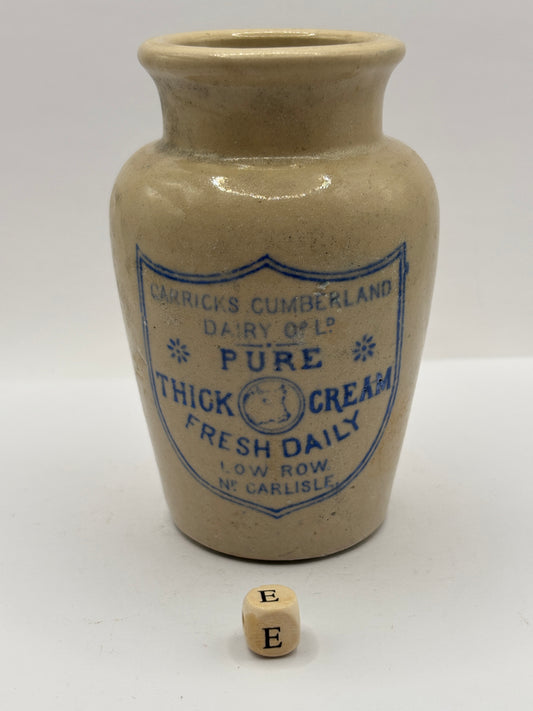 Old advertising cream pot, Carricks pure thick cream (e)