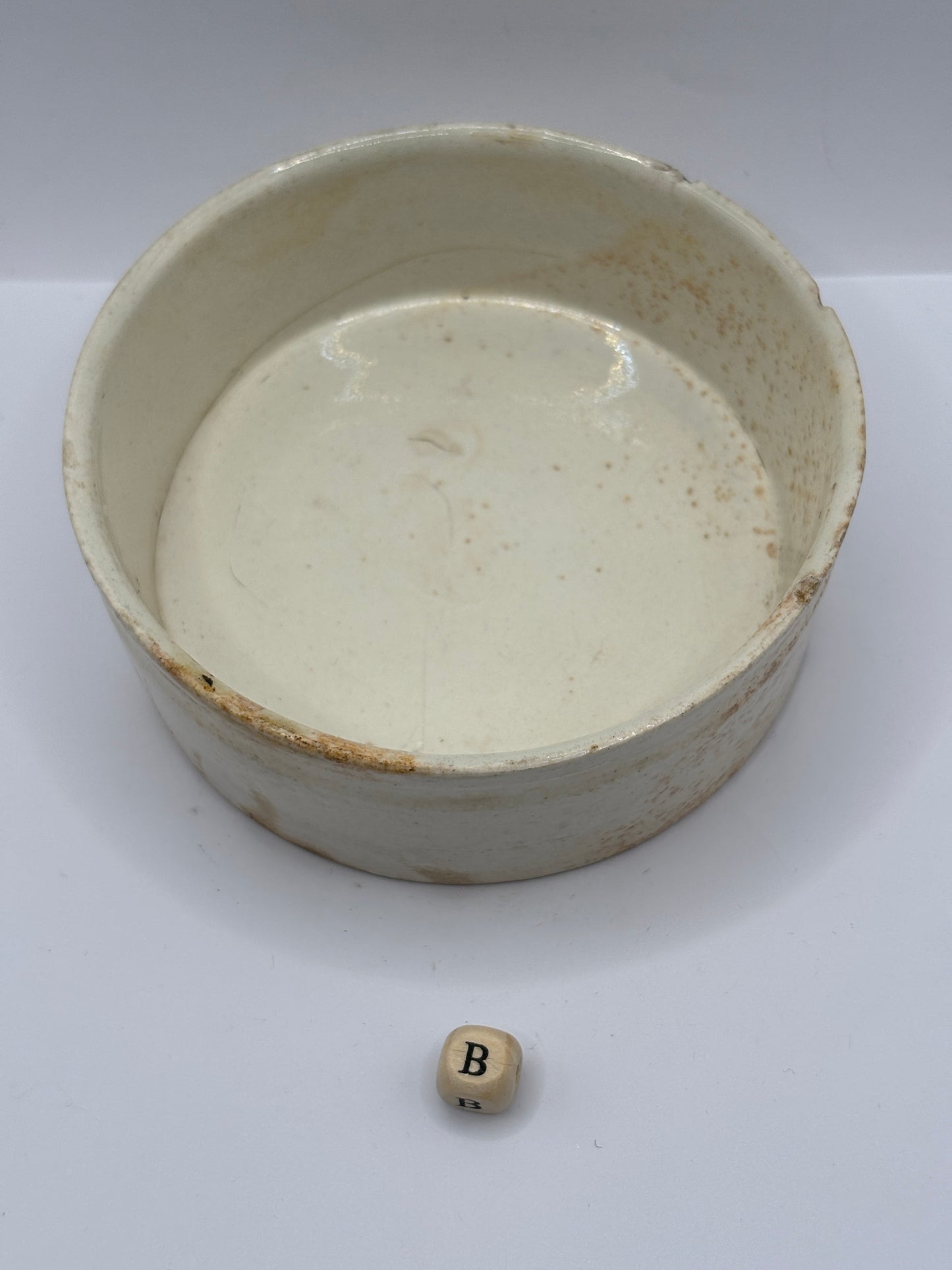 Old large plain stoneware meat paste pot, potted meat