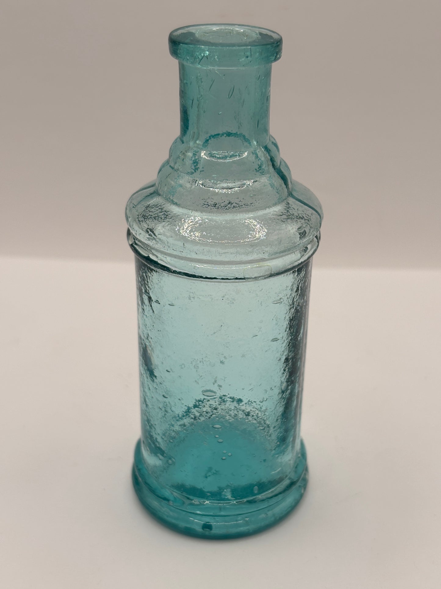 Old tall aqua glass ink, inkwell.