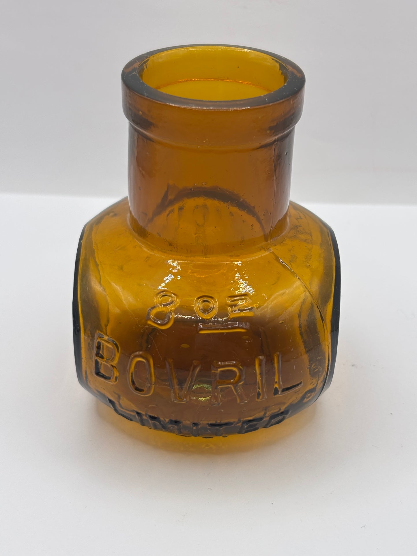 old amber glass bovril bottle 8oz