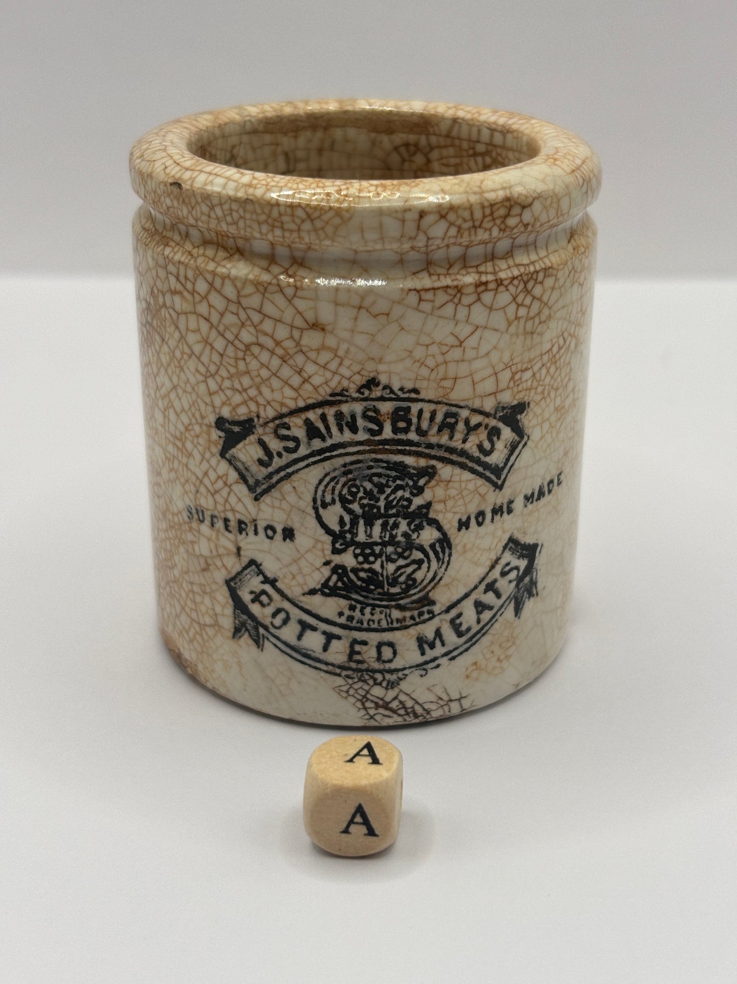 Old sainsburys advertising pot, potted meats (a)