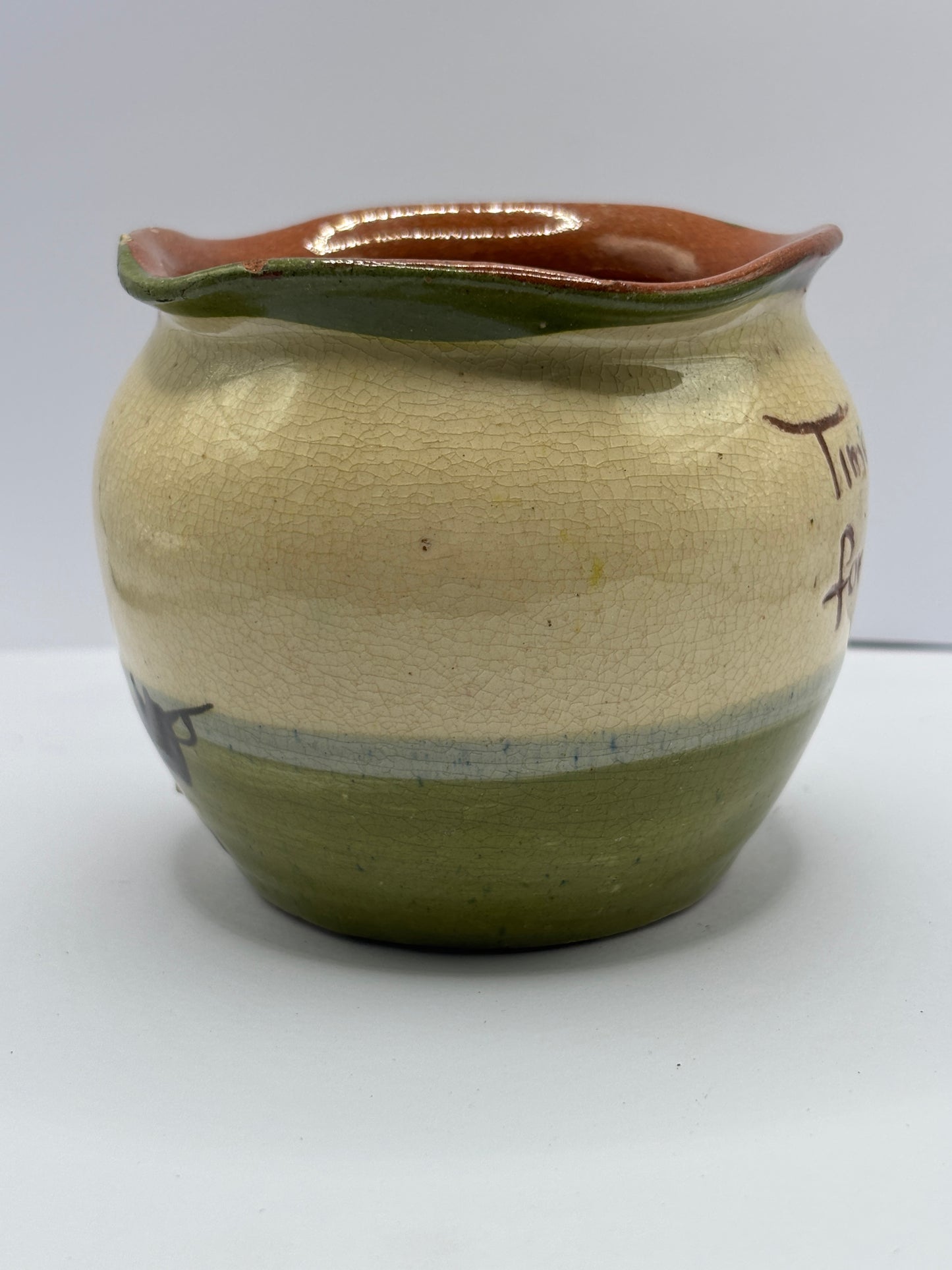 Antique Devon motto ware bowl. Time and tide…