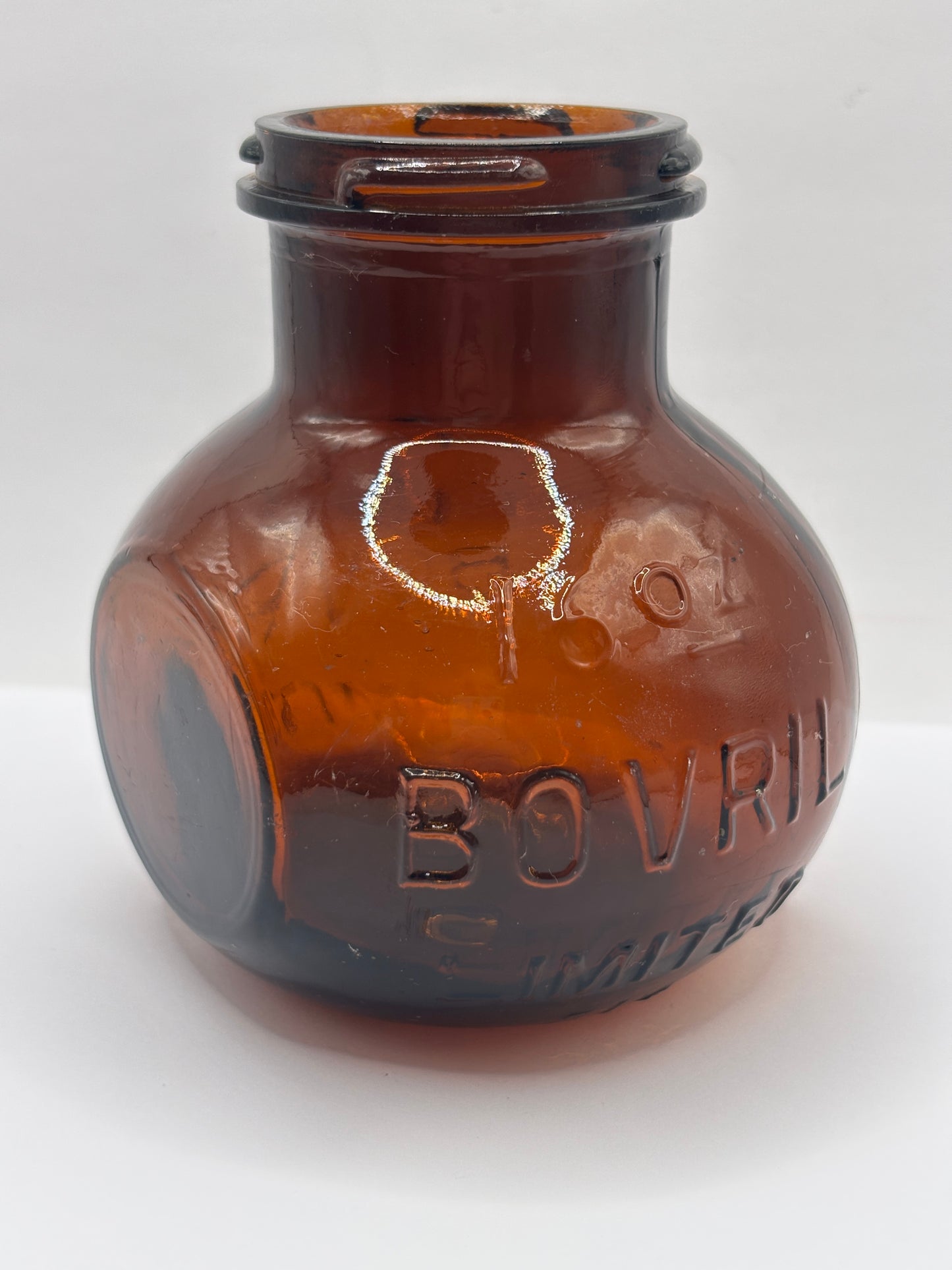 old amber glass bovril bottle 16oz