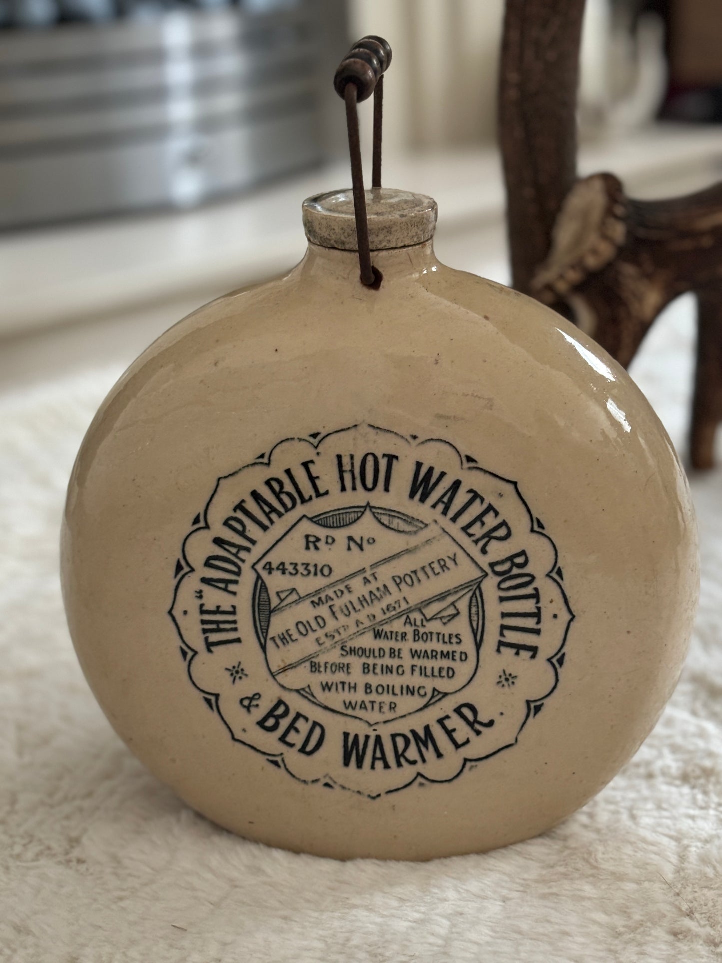 Large adaptable hot water bottle, stoneware hot water bottle