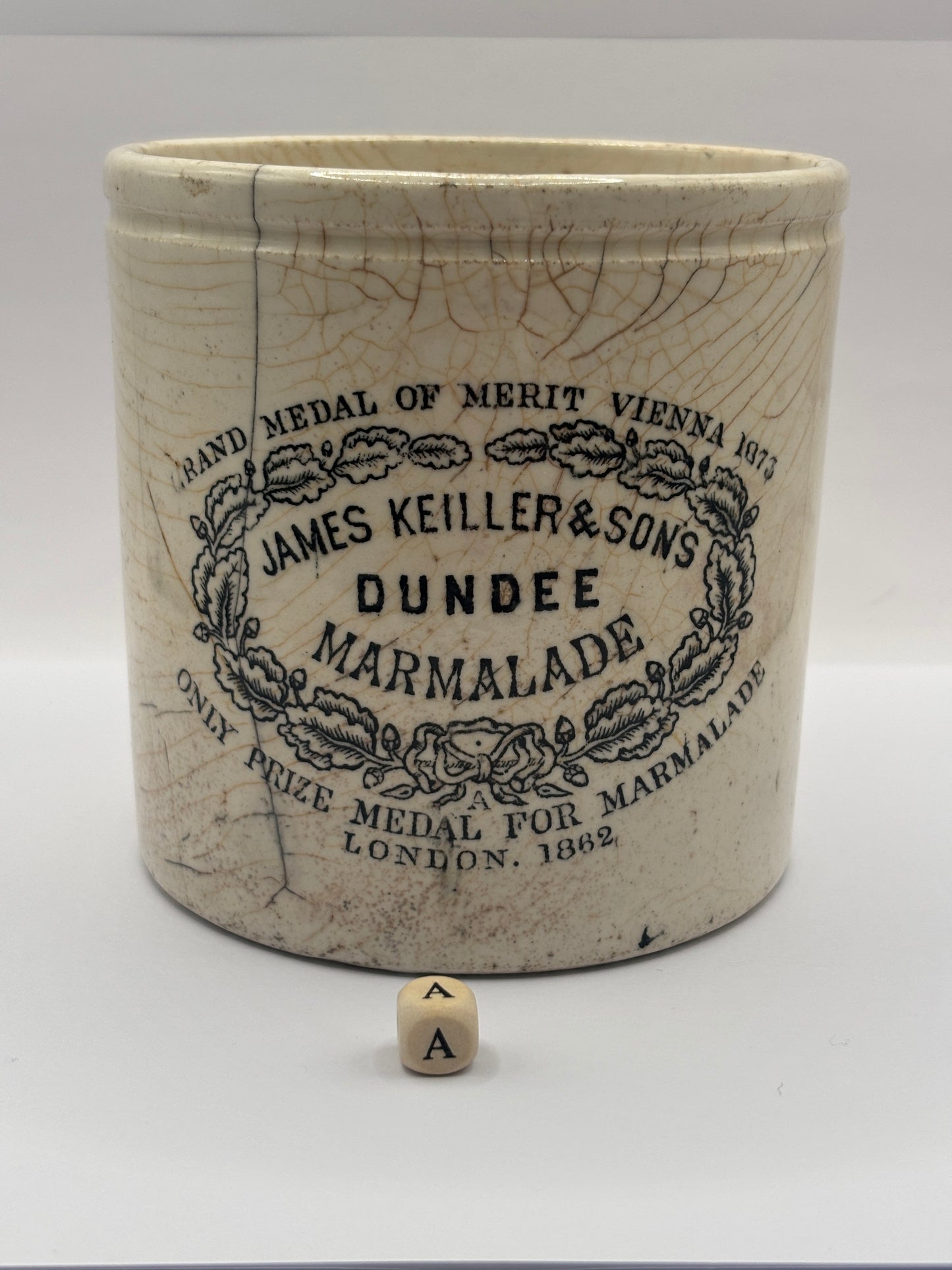 Old 2lb James Keiller Dundee marmalade Jar (a) Damaged