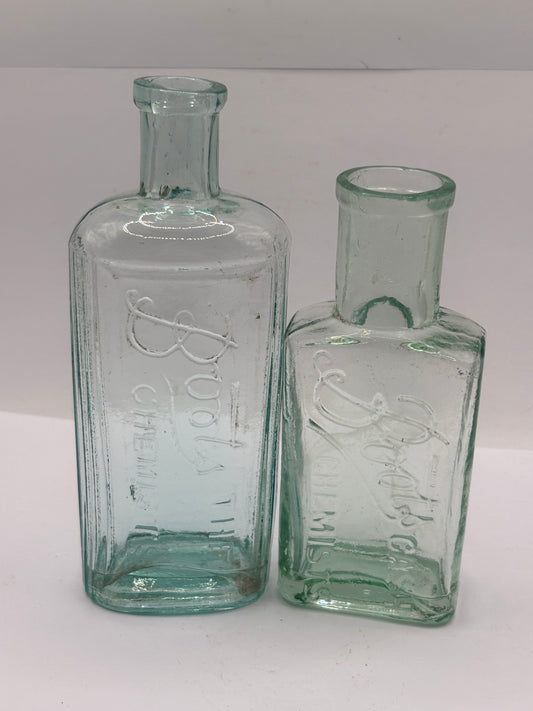 2 old Boots cash chemist bottles