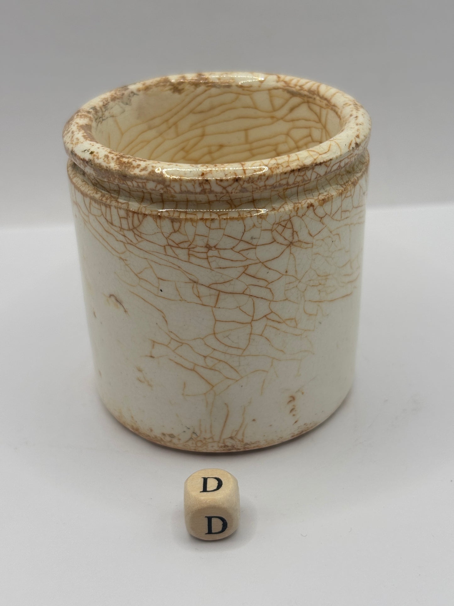 Old small chunky stoneware pot (D)