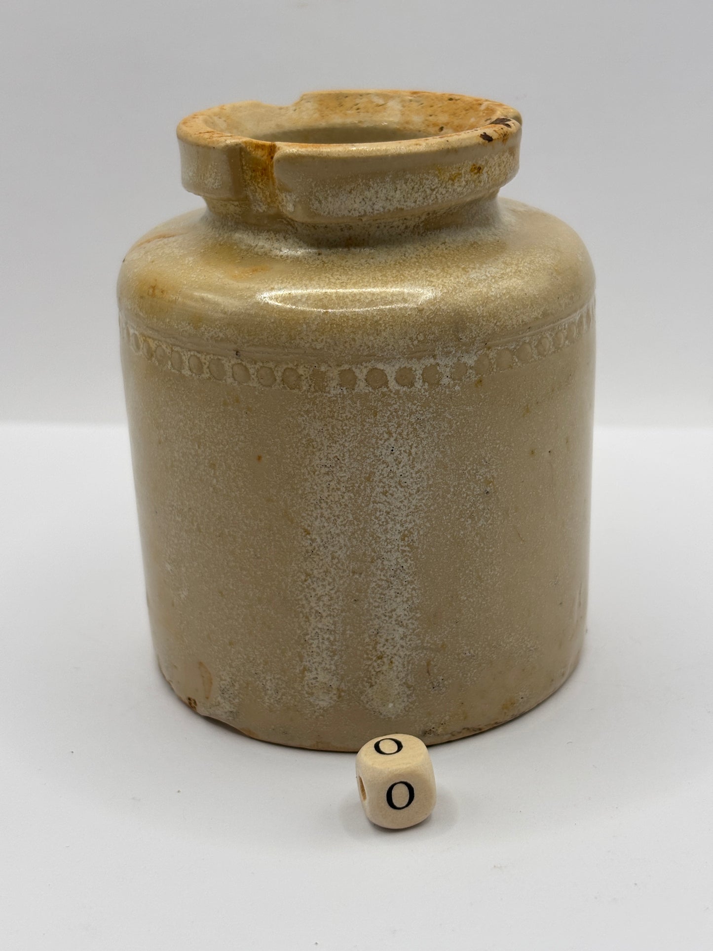 Old plain stoneware caviar pot (o)