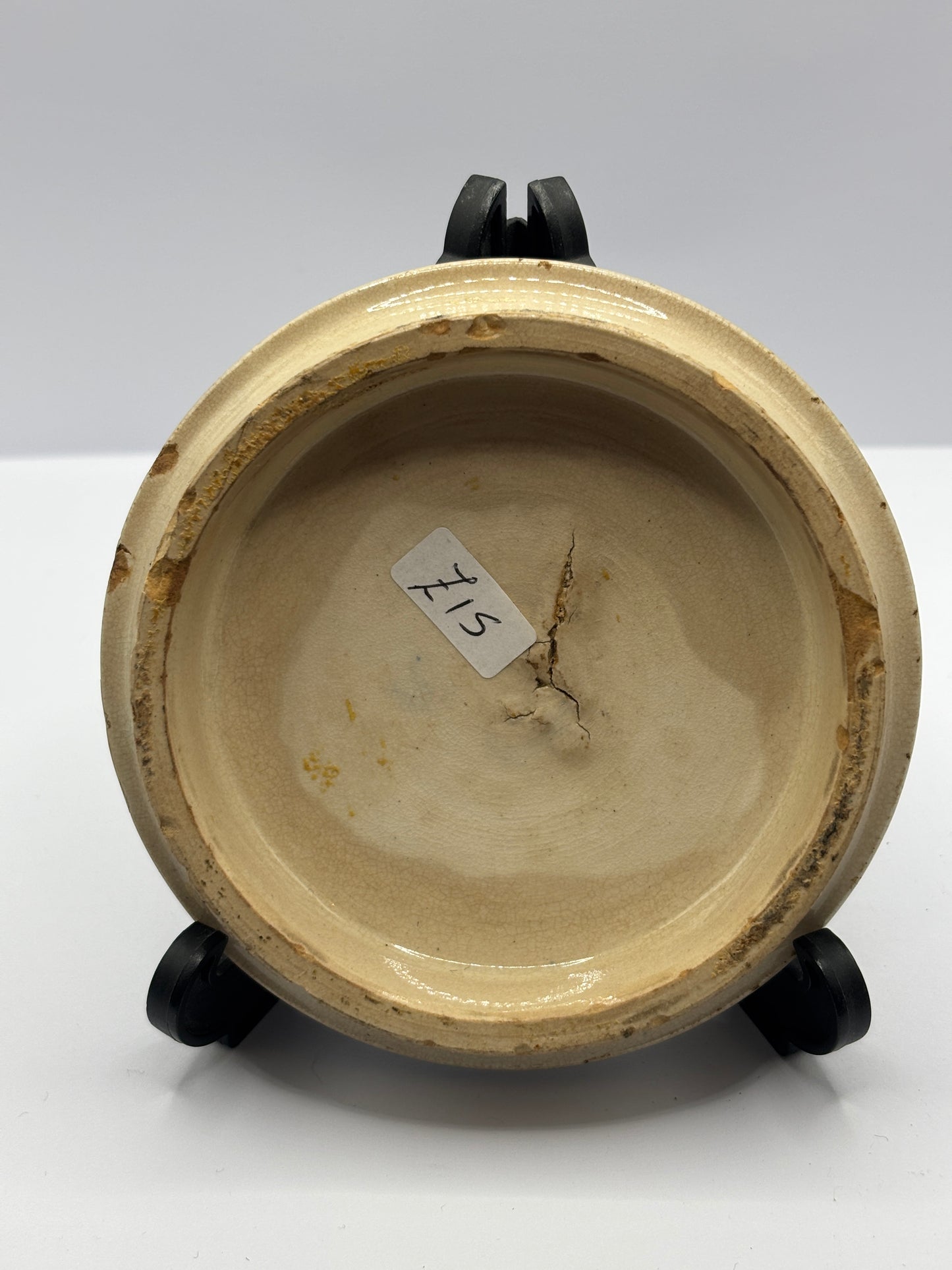 Old Prattware lid, victorian pot lid. Pegwell bay the shrimpers Pratt lid. Damaged