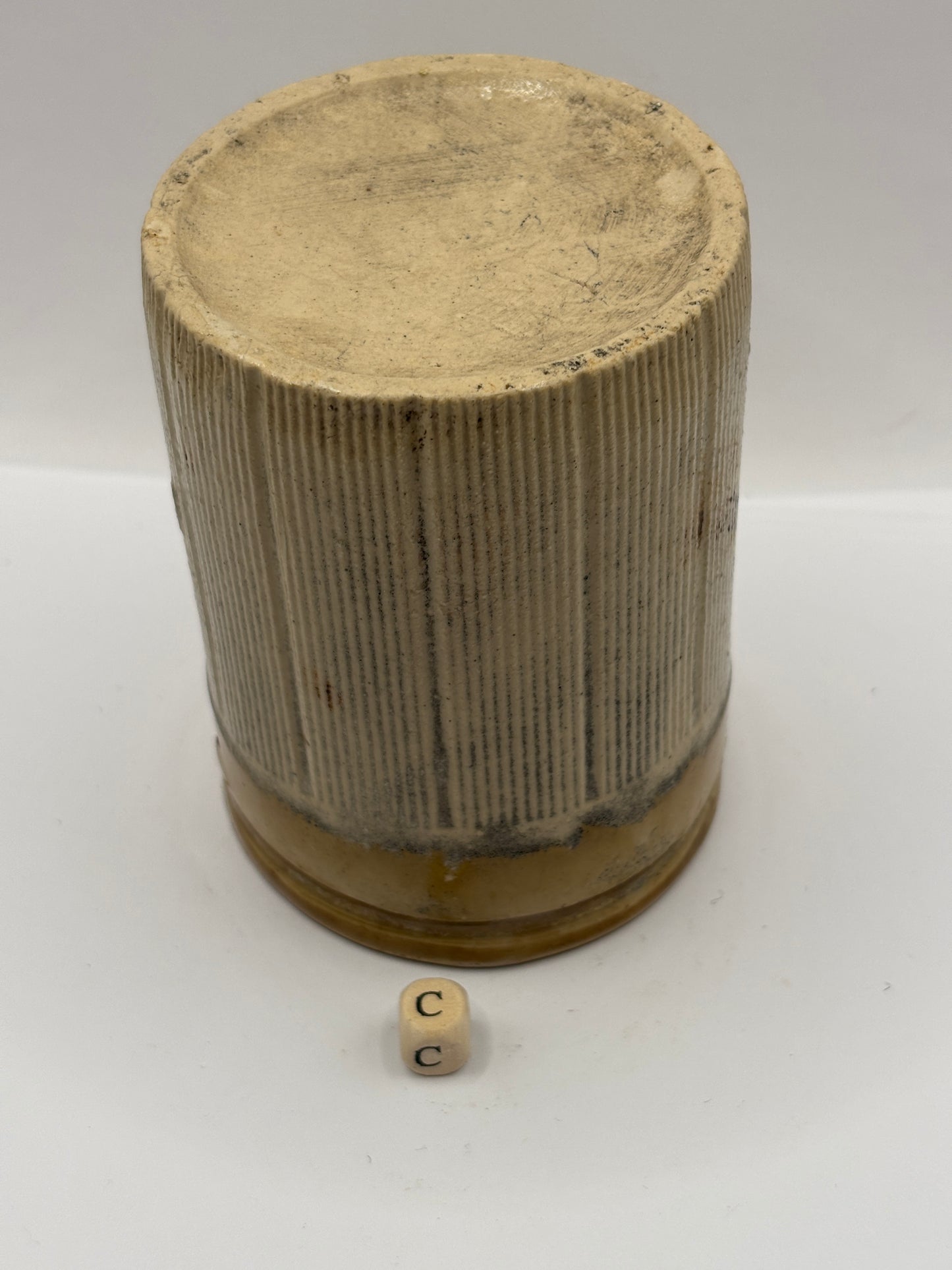 Old 1lb brown top ribbed jam & marmalade pot (c)