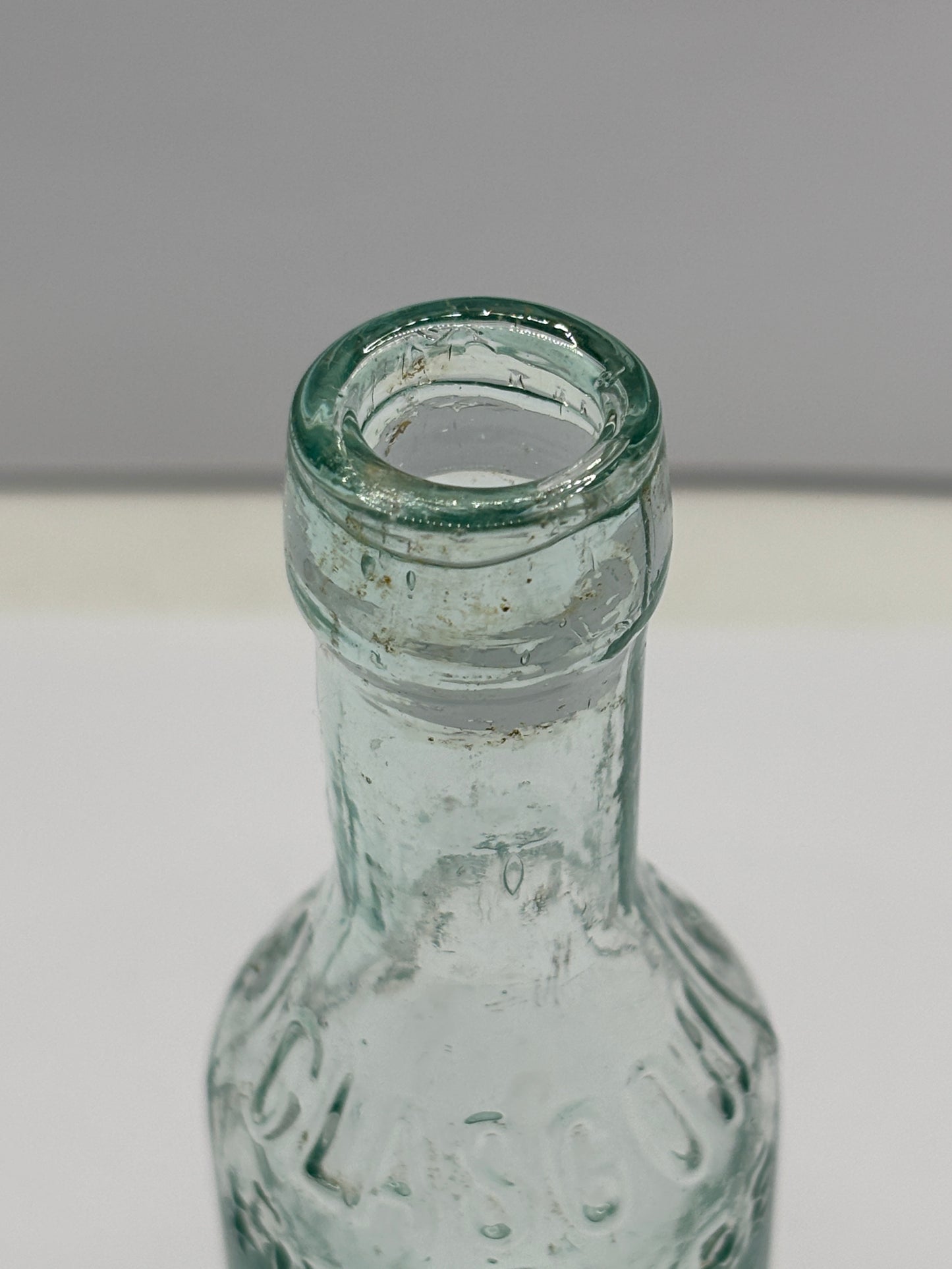 Small aqua glass furniture polish. P.Smiths & sons