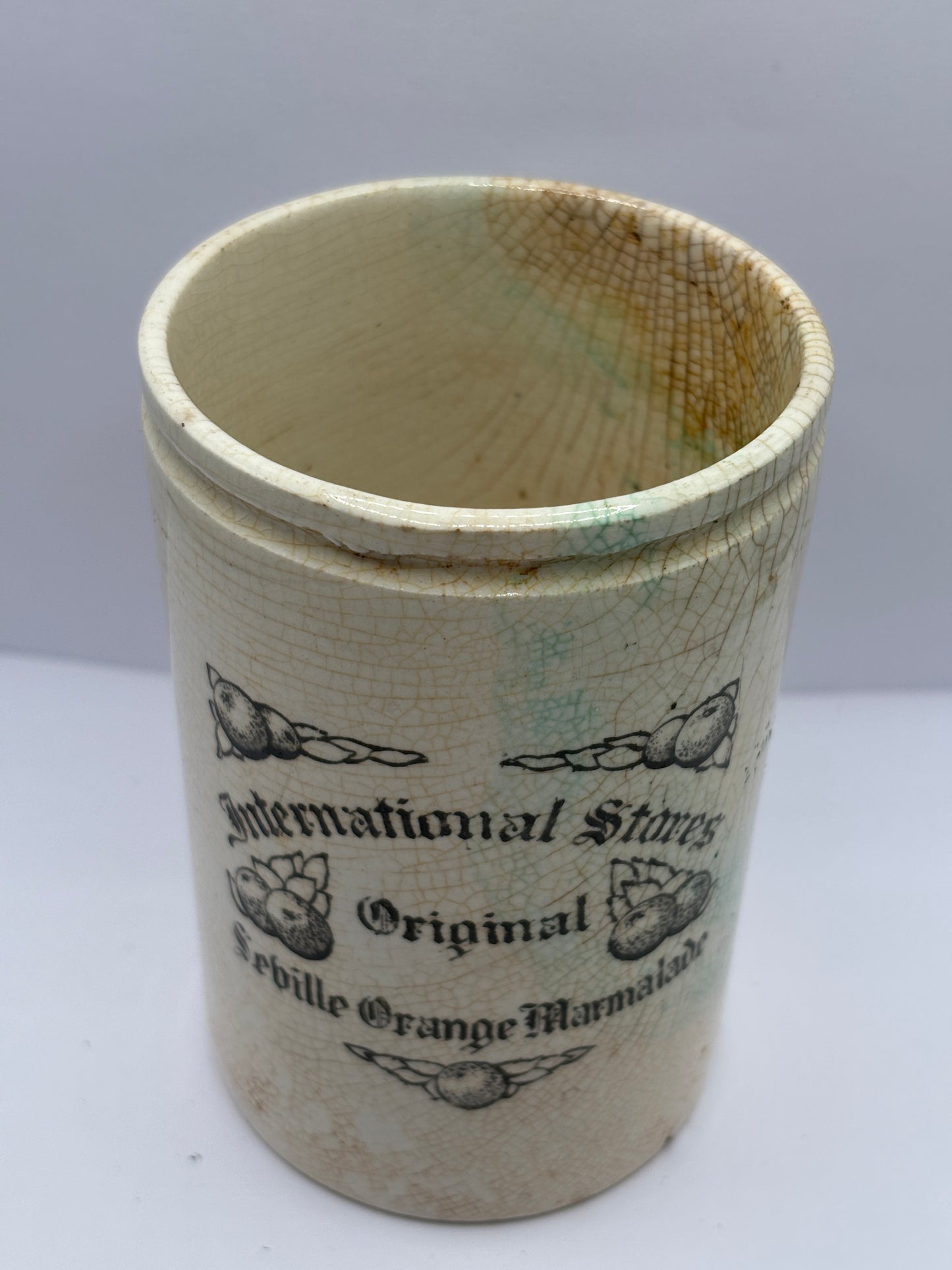 Old rare international stores marmalade pot, original seville orange marmalade