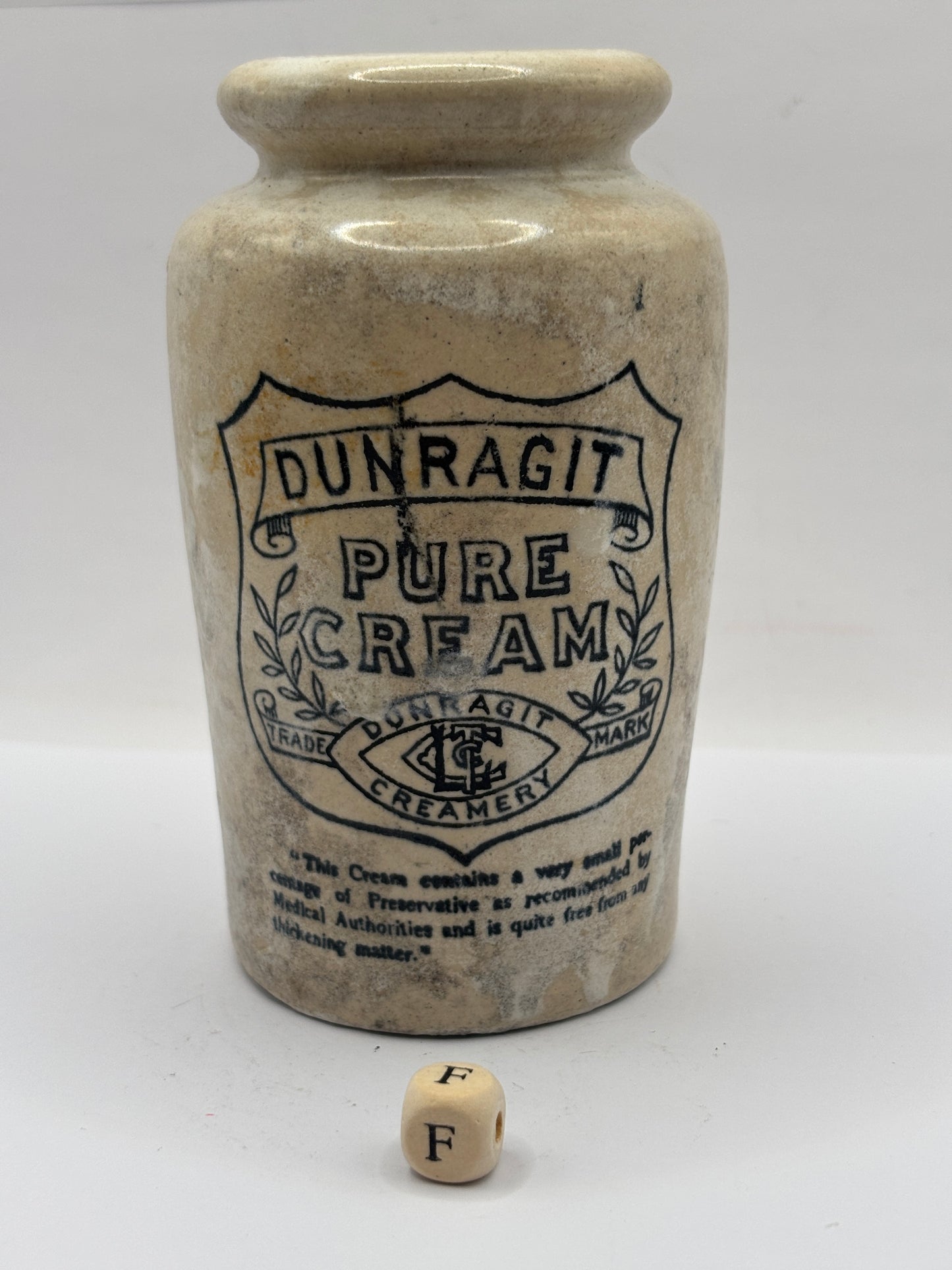 Old advertising cream pot,Dunragit preserved cream (F)
