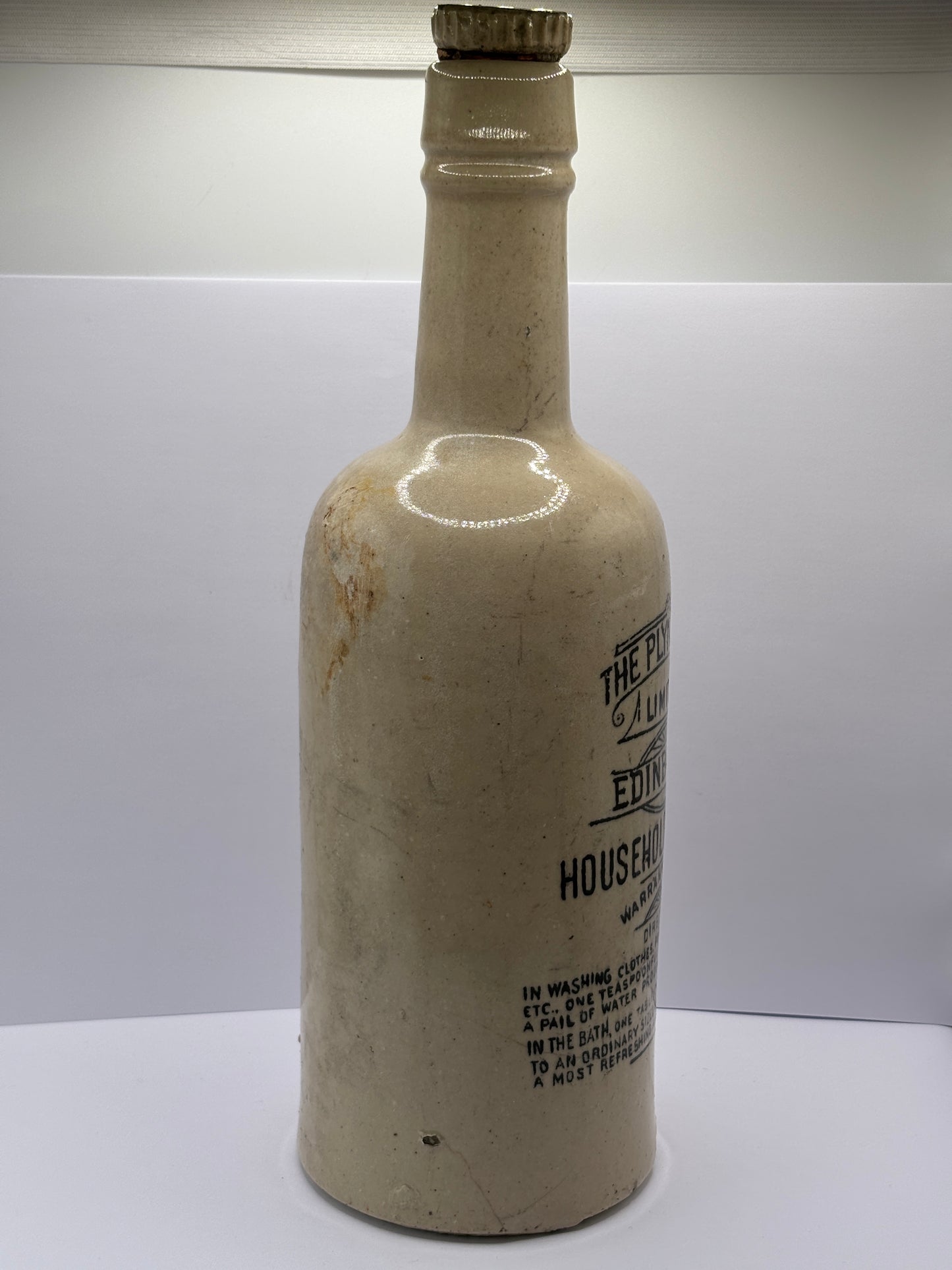 Old White stoneware plynine ammonia bottle