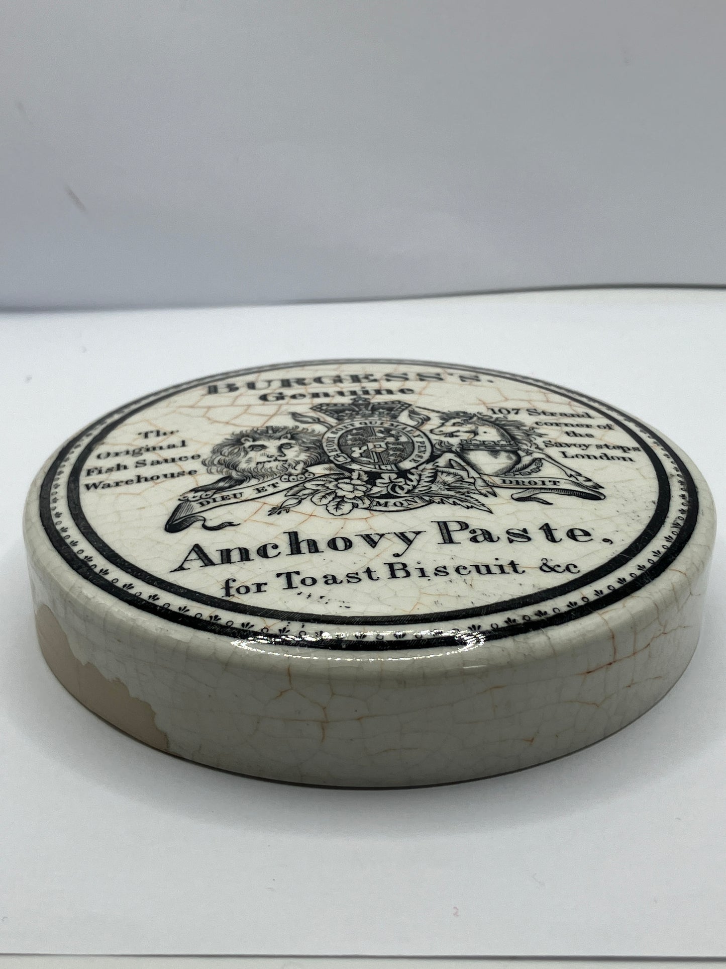 Large Burgess’s anchovy paste lid