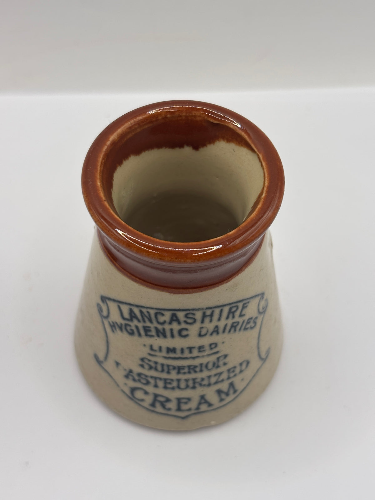 Old advertising cream pot, Lancashire Hygienic dairies