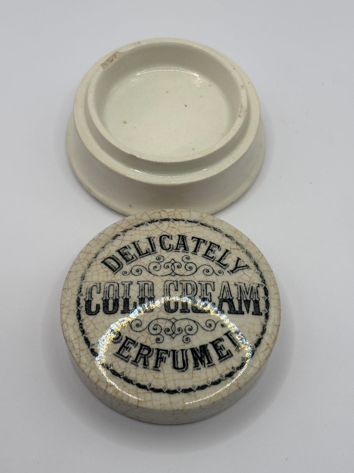 Old advertising lid and base. delicately perfumed cold cream