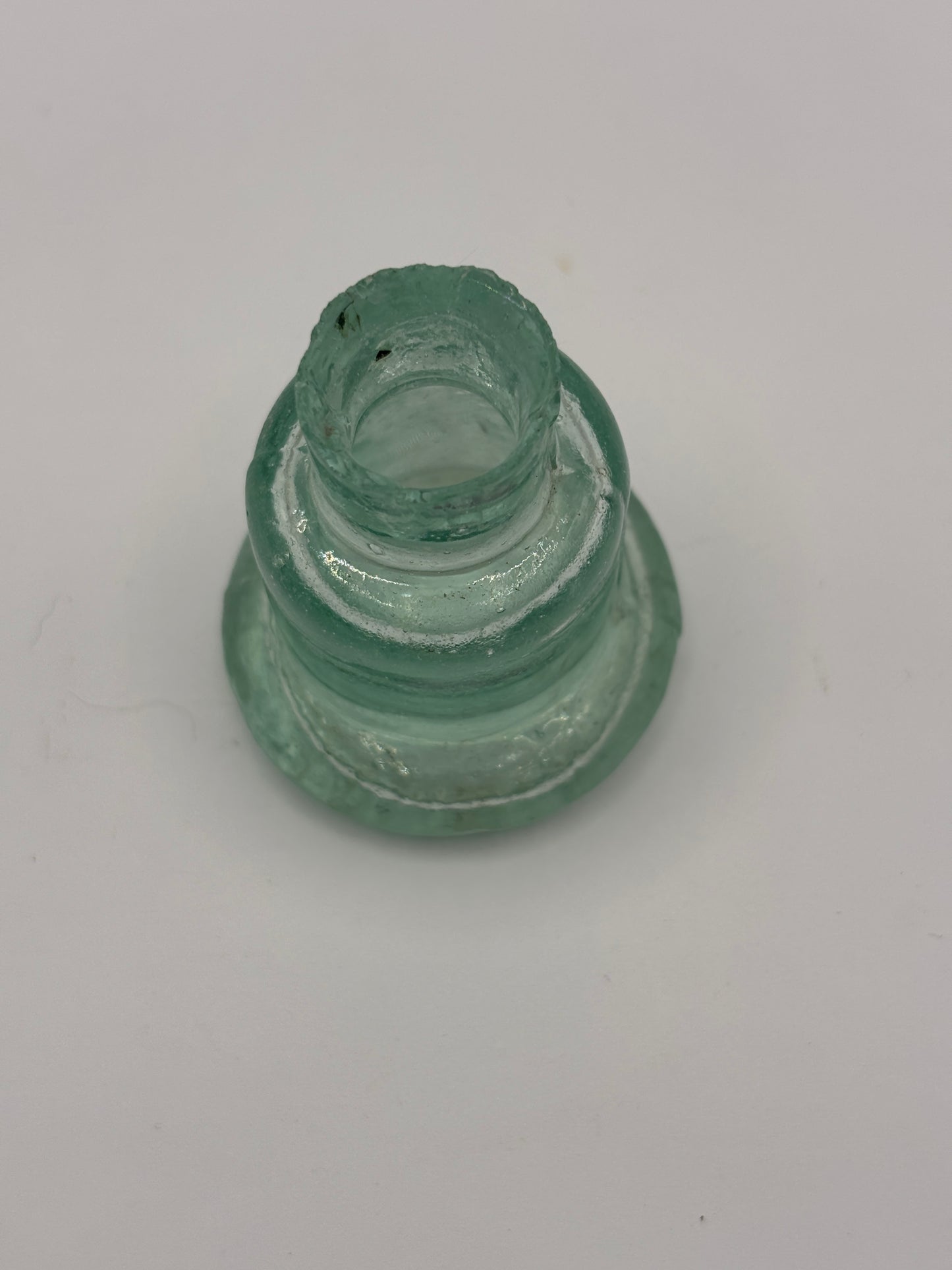 Old aqua glass inkwell, Bell ink