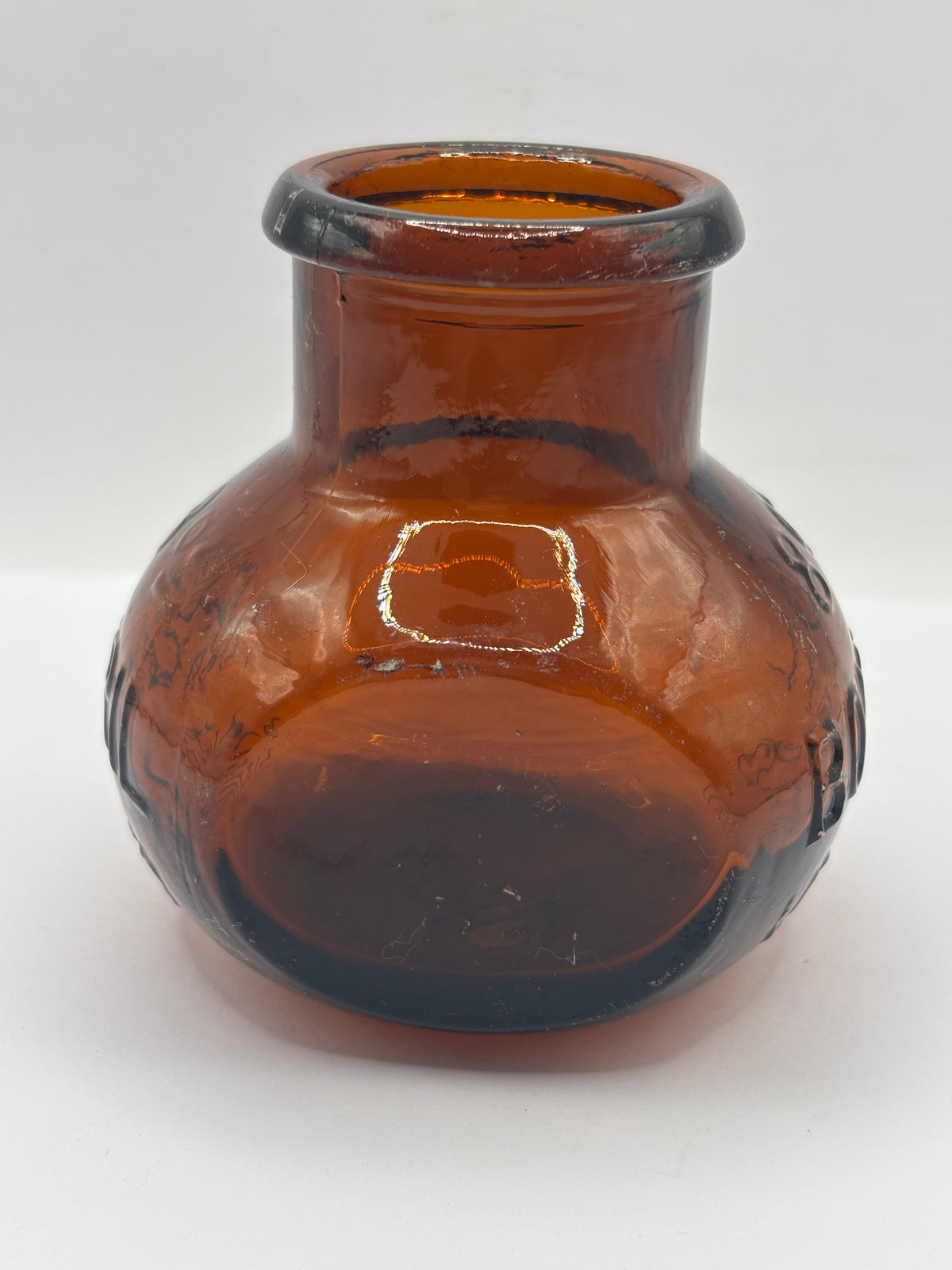 Old 8oz amber glass advertising Bovril bottle