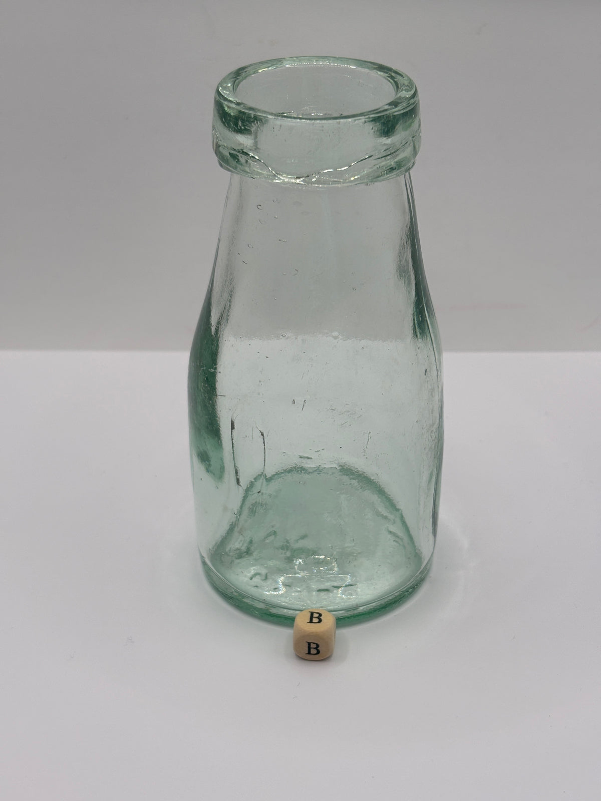 Old aqua glass pickle jar (B)
