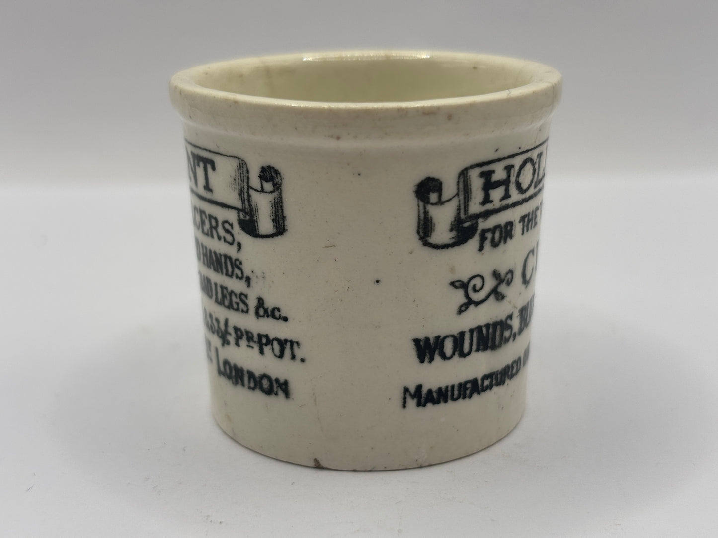 Old advertising ointment pot, Holloway’s ointment. Larger size