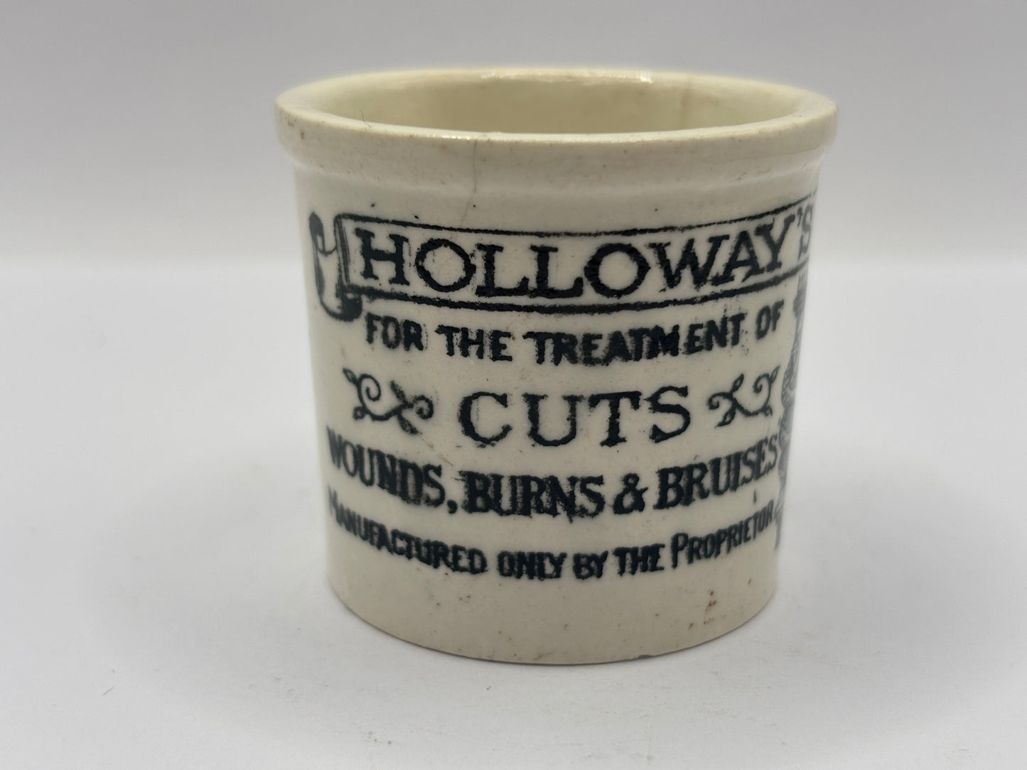 Old advertising ointment pot, Holloway’s ointment. Larger size