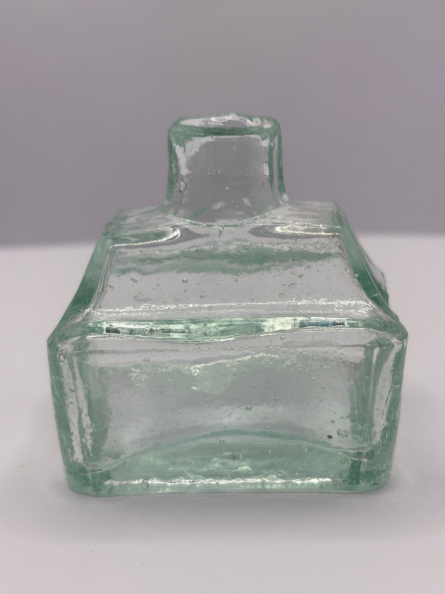 Old aqua glass boat ink, ink bottle, inkwell