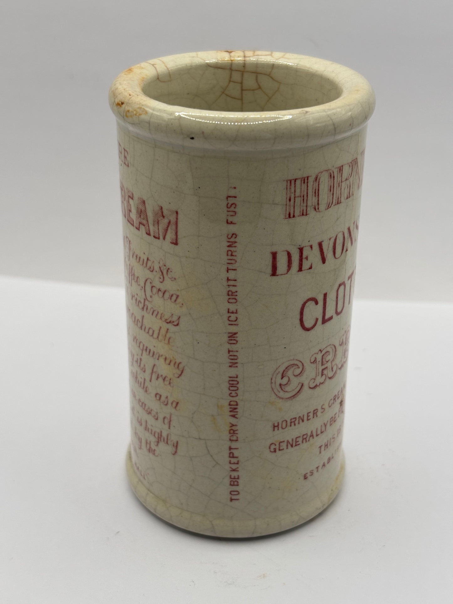 Old advertising Devonshire clotted cream pot, Horners