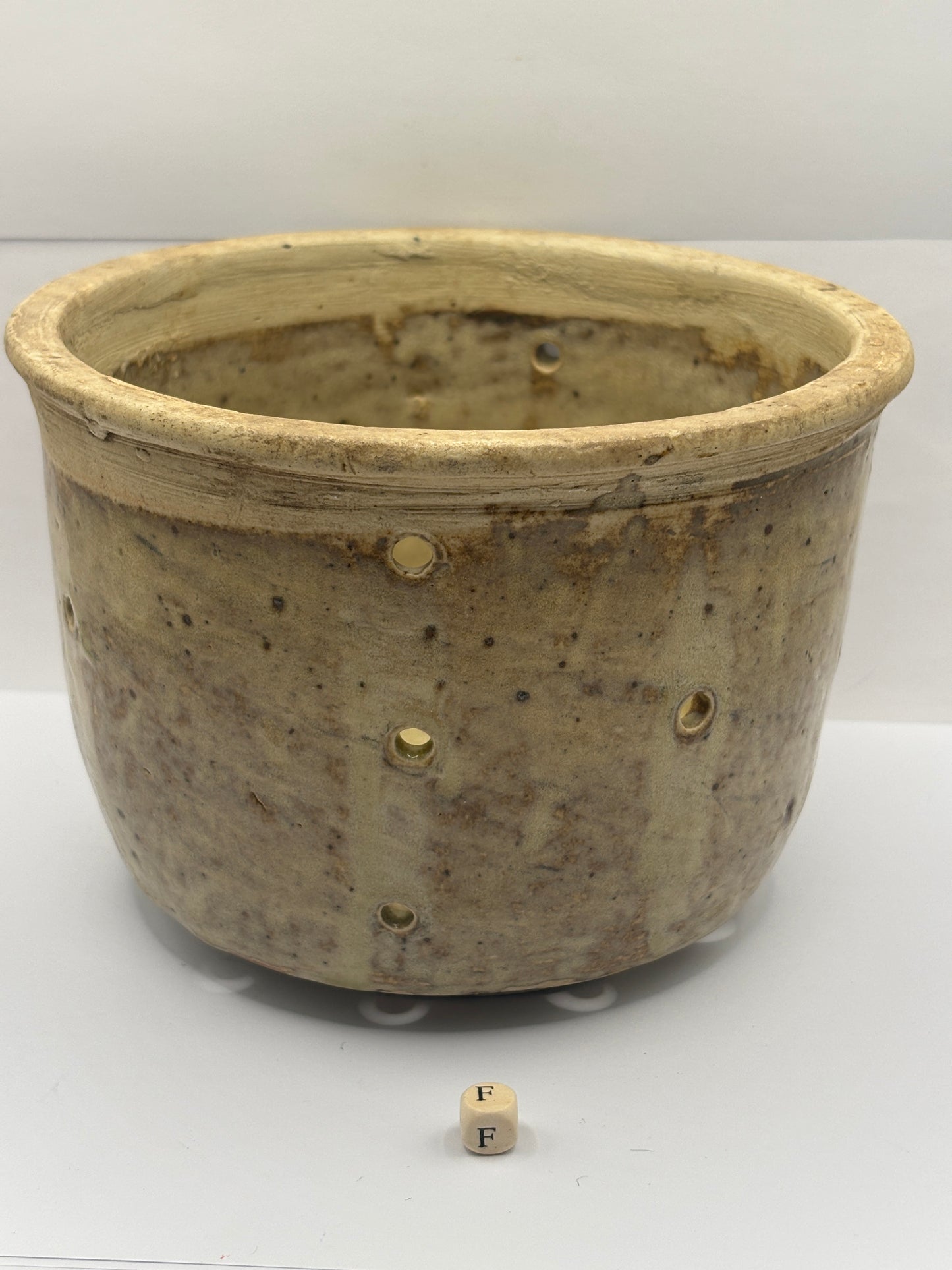 Old french stoneware cheese strainer, cheese mold (F)