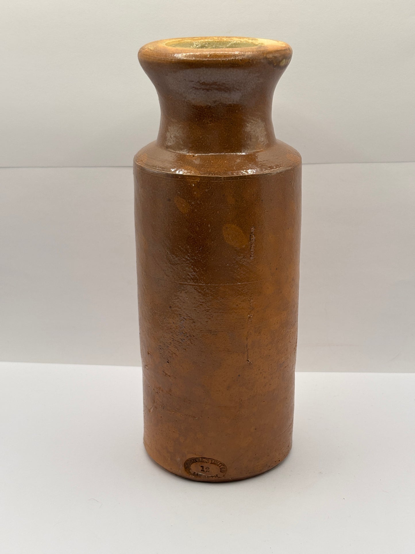 Old tall stoneware blacking pot