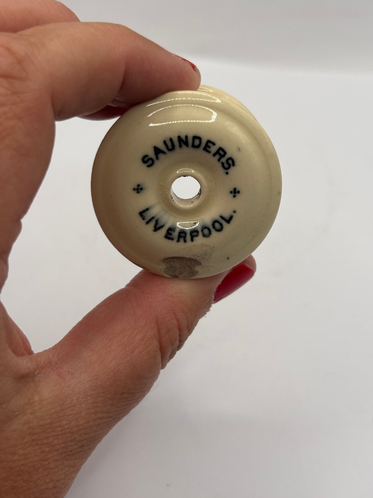 Old advertising baby feeder lid, Saunders liverpool feeding bottle lid