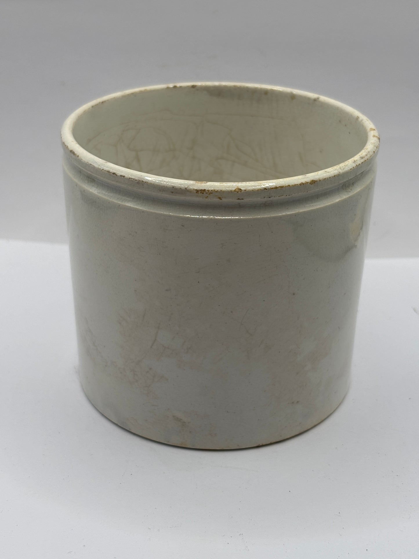 Old white stoneware marmalade jar