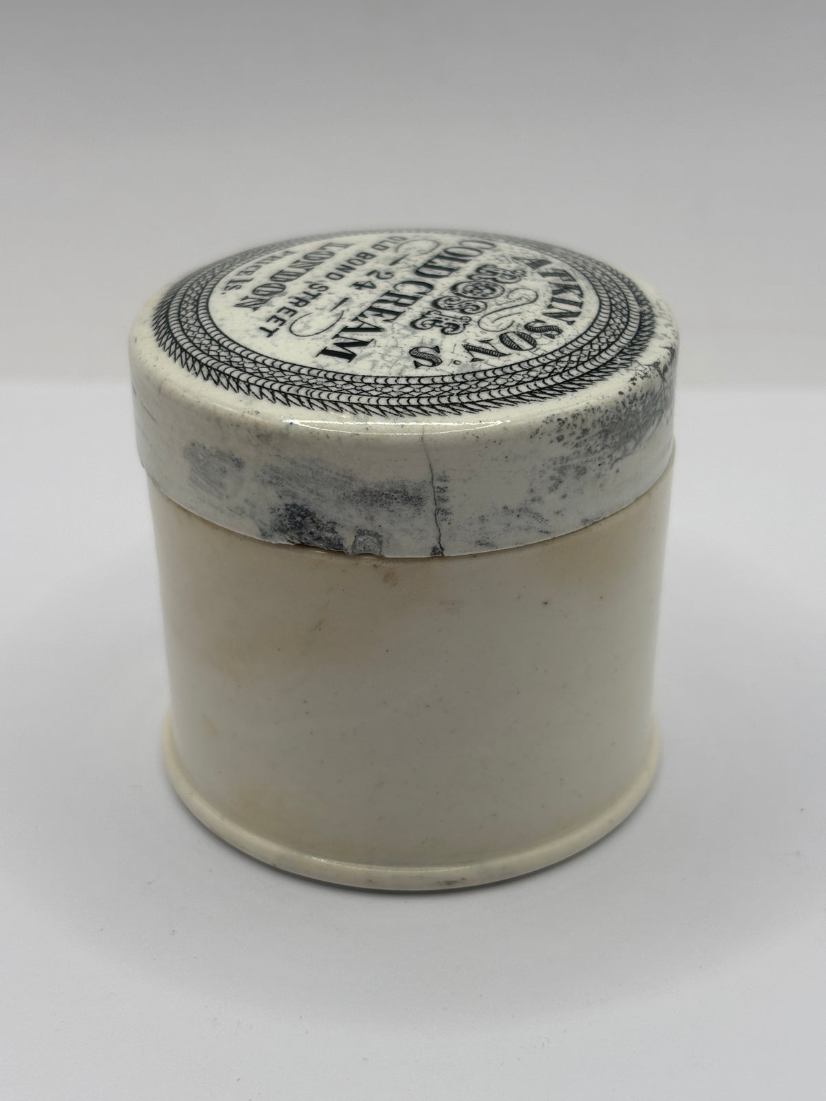 Old advertising lid and base. Atkinsons rose cold cream