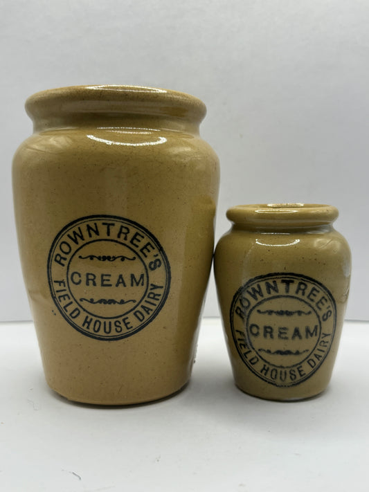 2 x Rowntrees advertising cream pots