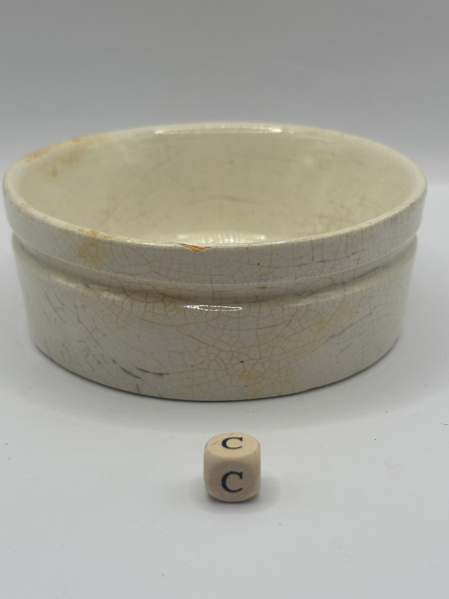Old plain stoneware meat paste pot, potted meat (c)