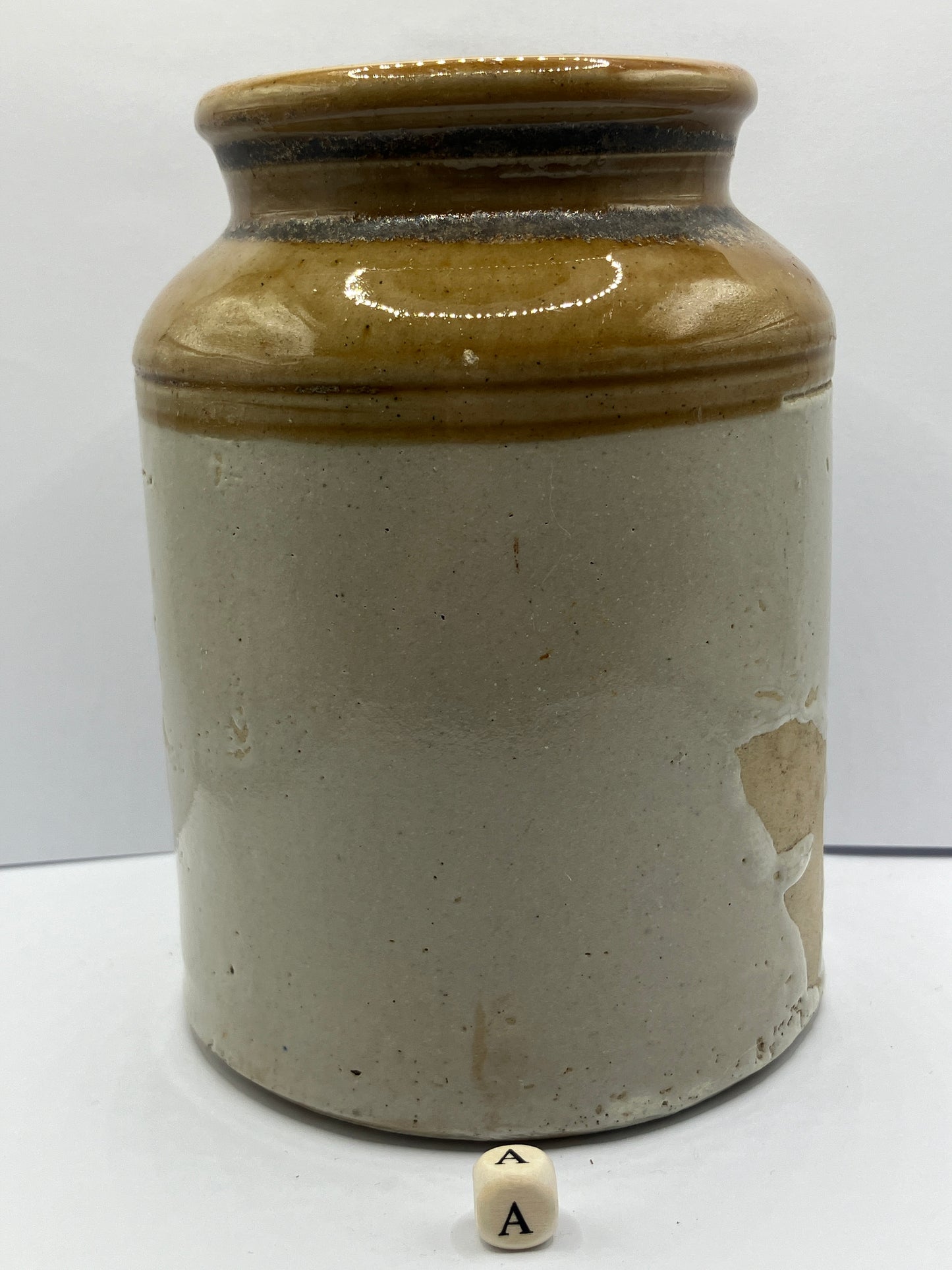 Stoneware storage jar, pantry crock (a)