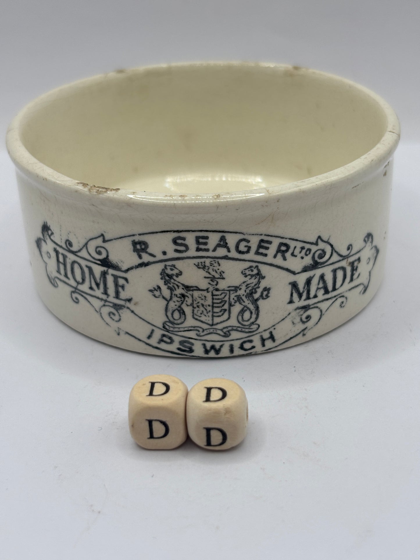 Old seager advertising meat paste pot. Home made meat paste (DD)