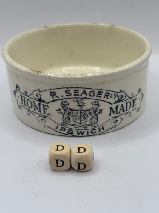Old seager advertising meat paste pot. Home made meat paste (DD)