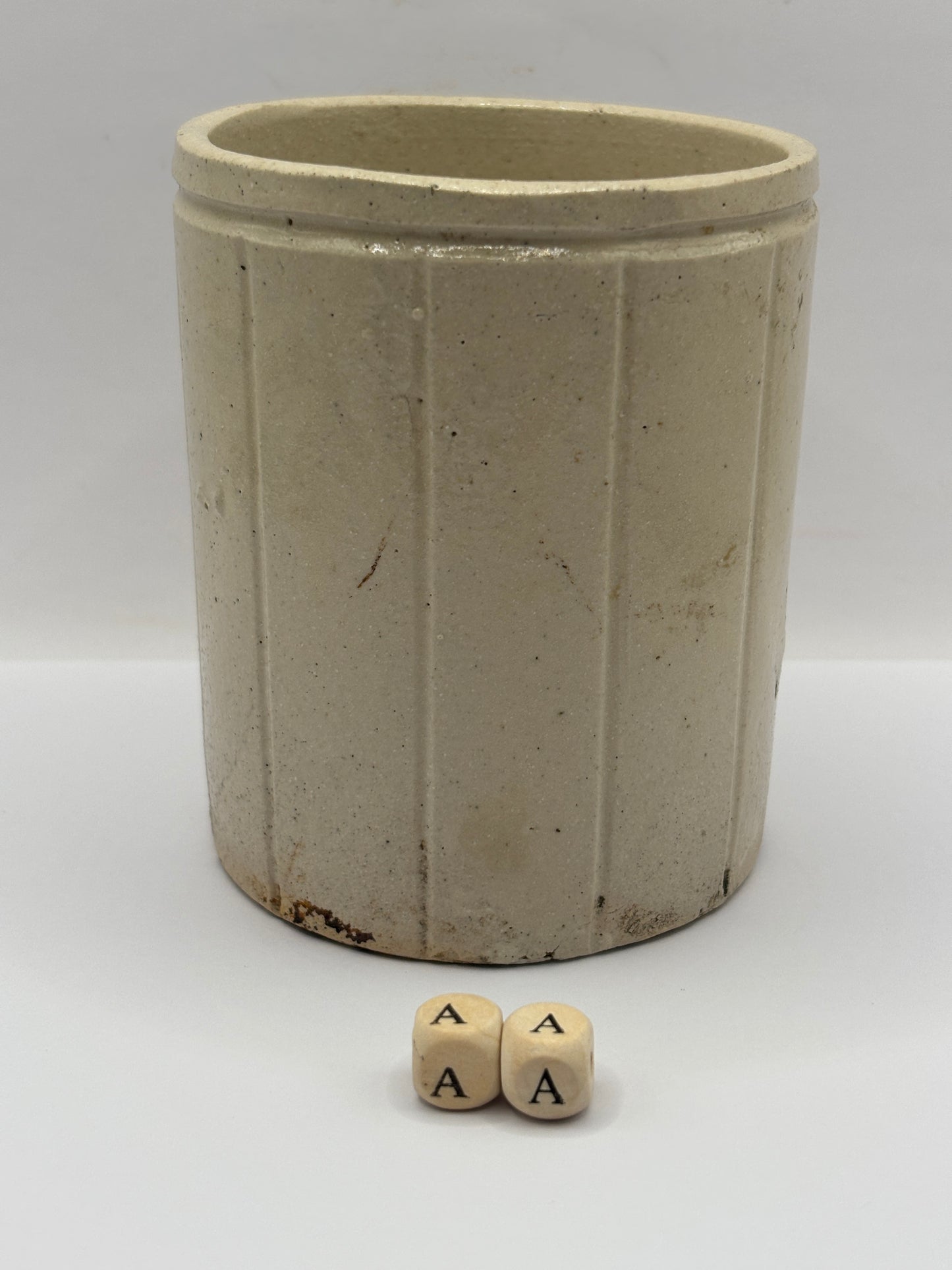 Old 1lb ribbed stoneware jam pot (aa) Hartleys